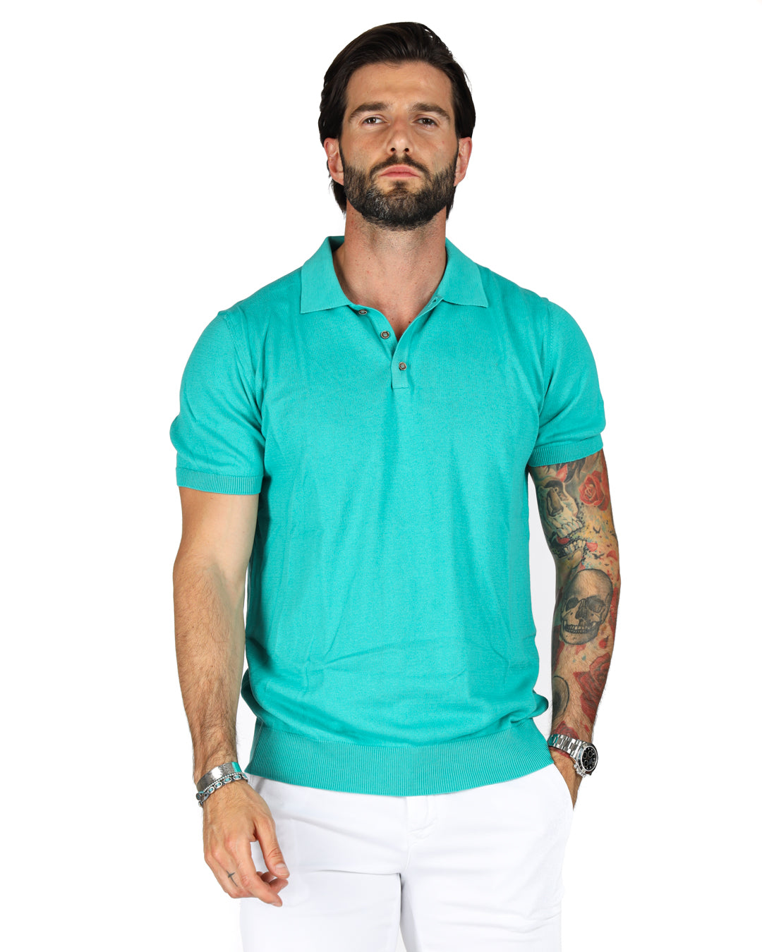 ROGER - WATER GREEN KNITTED POLO SHIRT