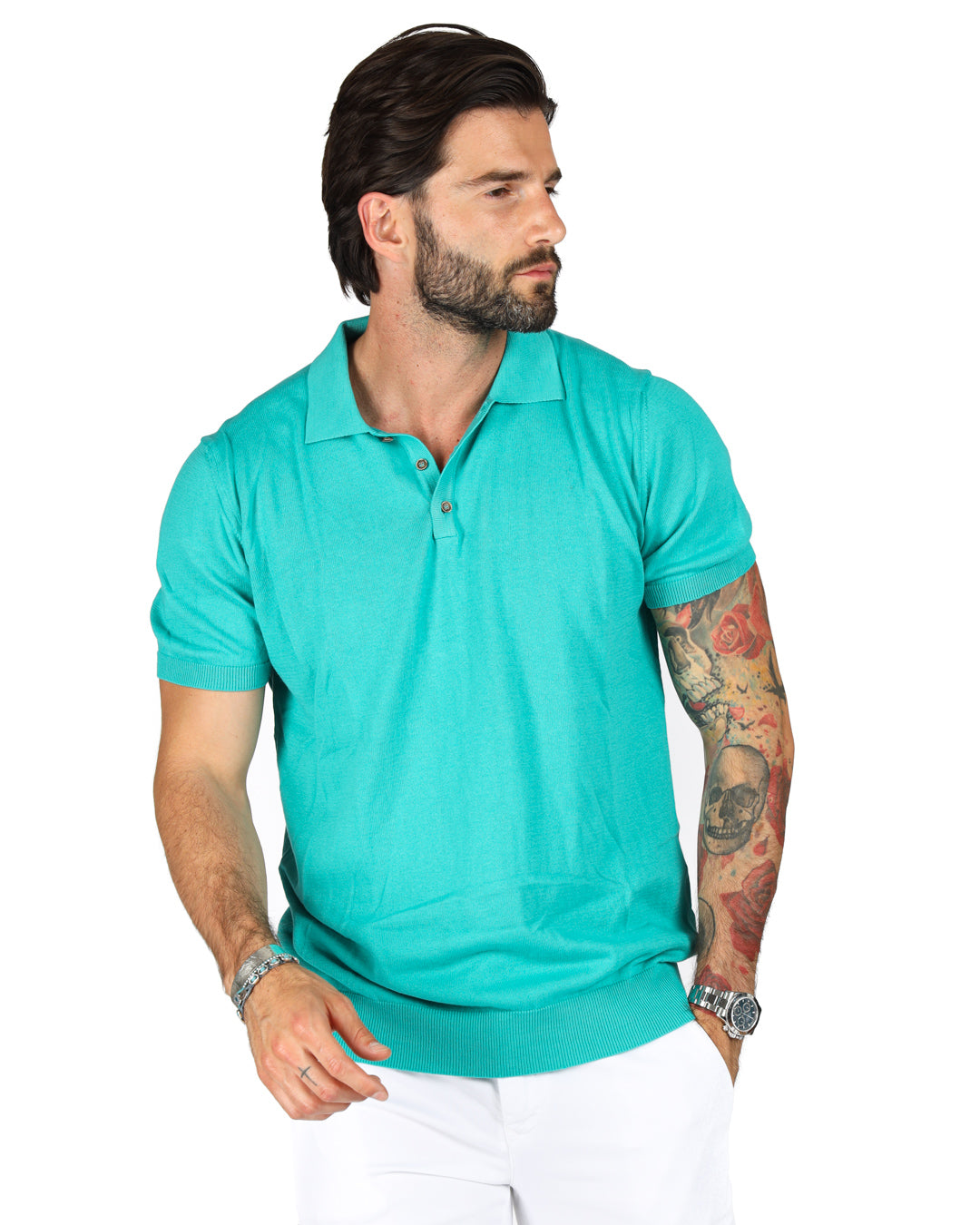 ROGER - POLO VERDE ACQUA IN MAGLIA