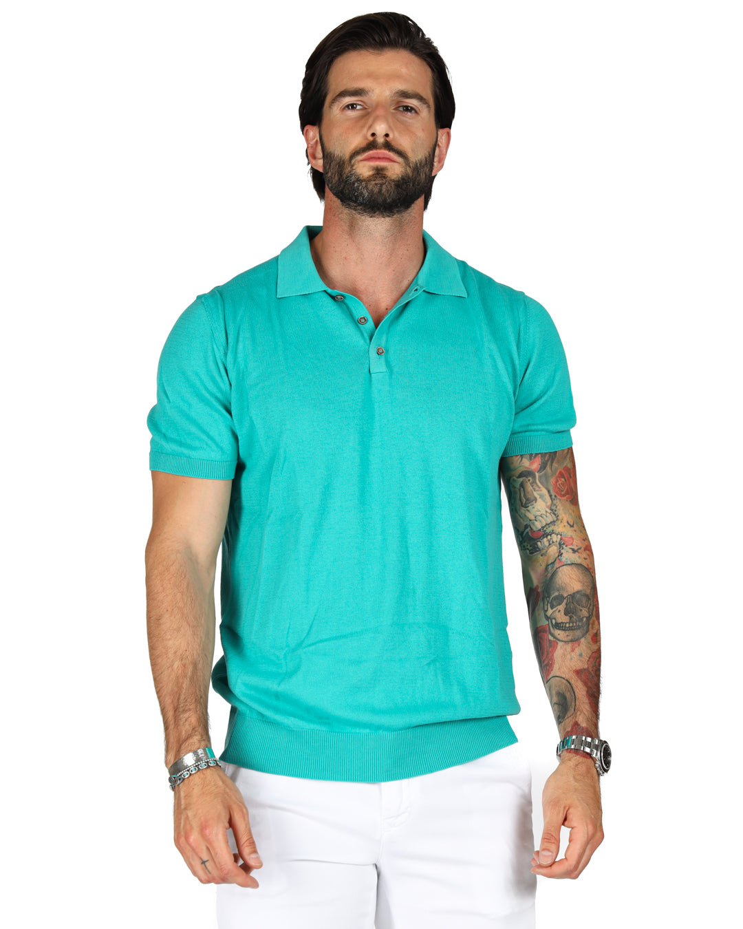 ROGER - POLO VERDE ACQUA IN MAGLIA