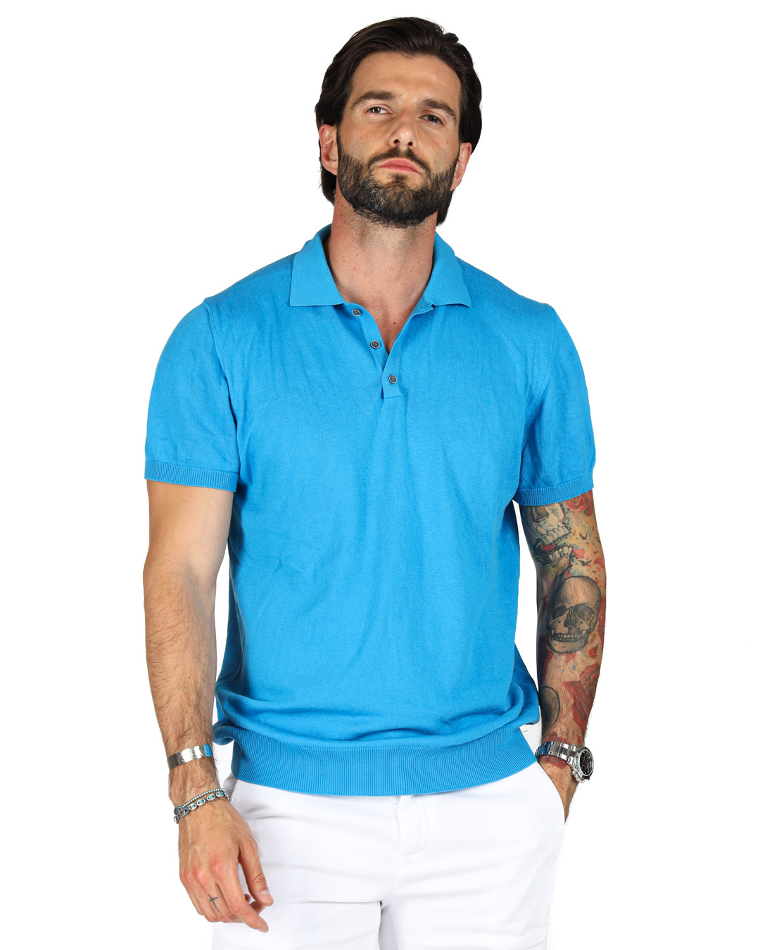 ROGER - POLO CELESTE IN MAGLIA