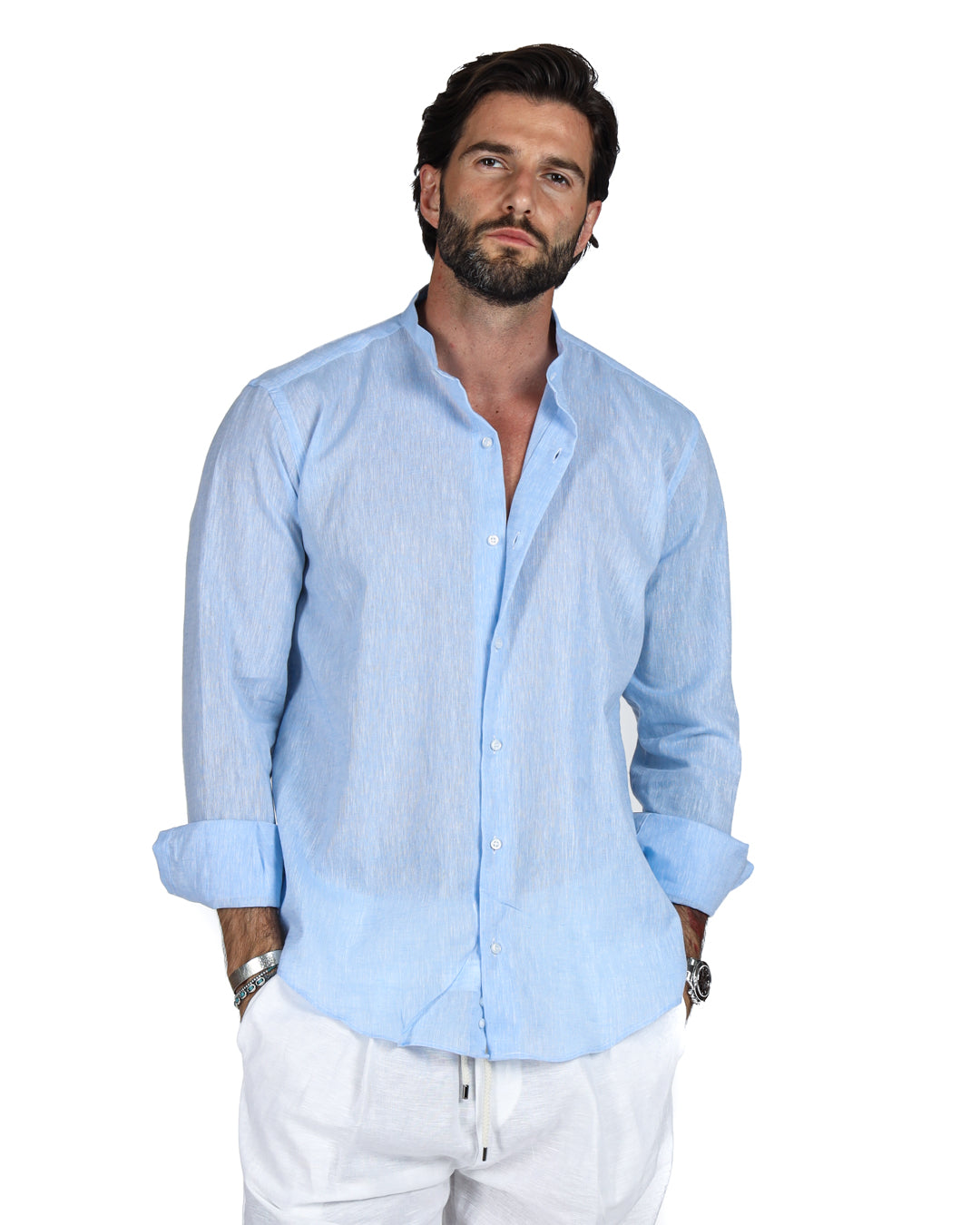 Positano - Light blue Korean linen shirt