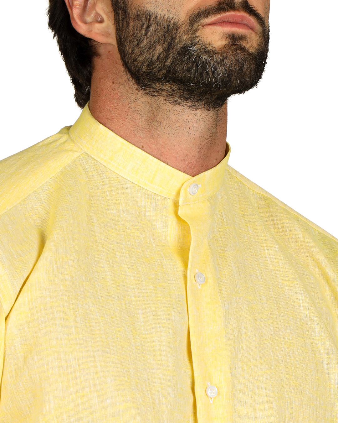 Positano - Chemise coréenne en lin jaune