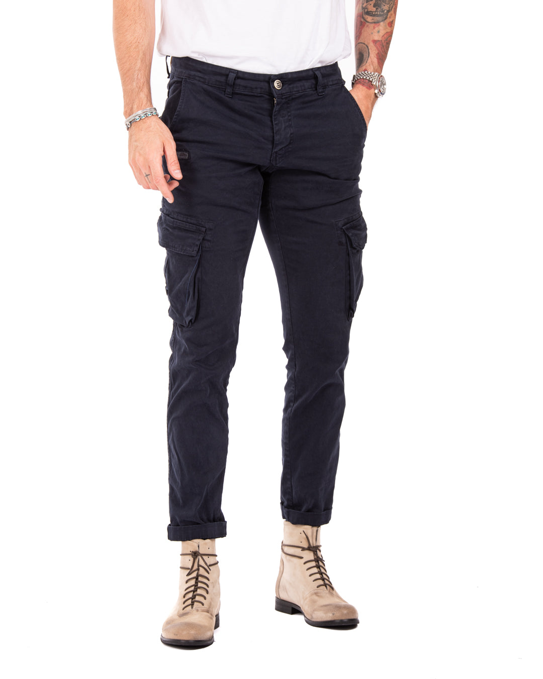 Roy - pantalone cargo blu