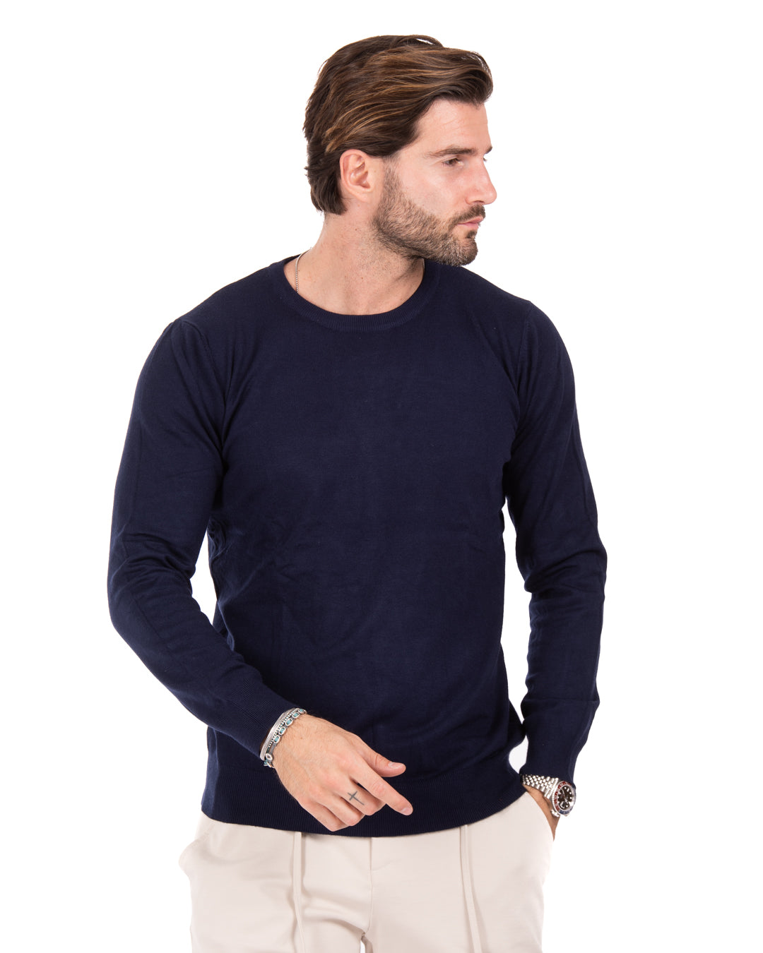 Girocollo basic blu