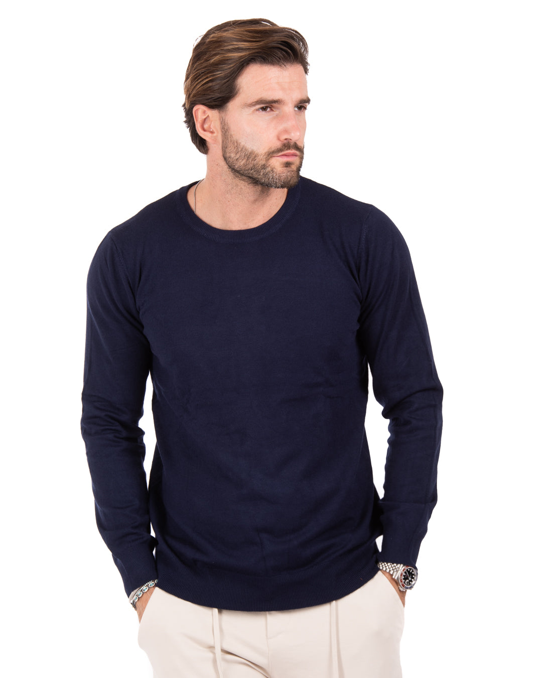 Girocollo basic blu