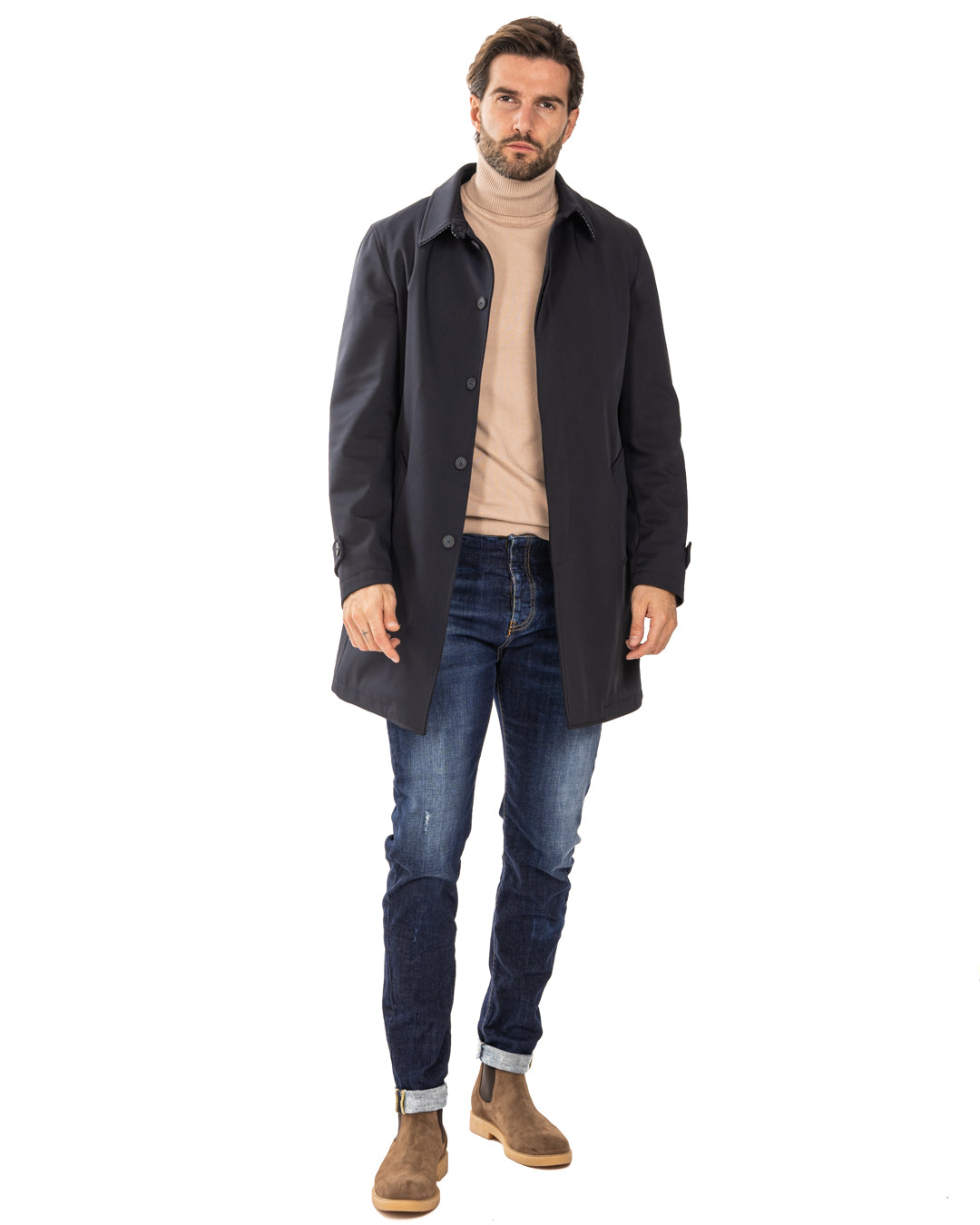 Tyler - blue technical trench coat
