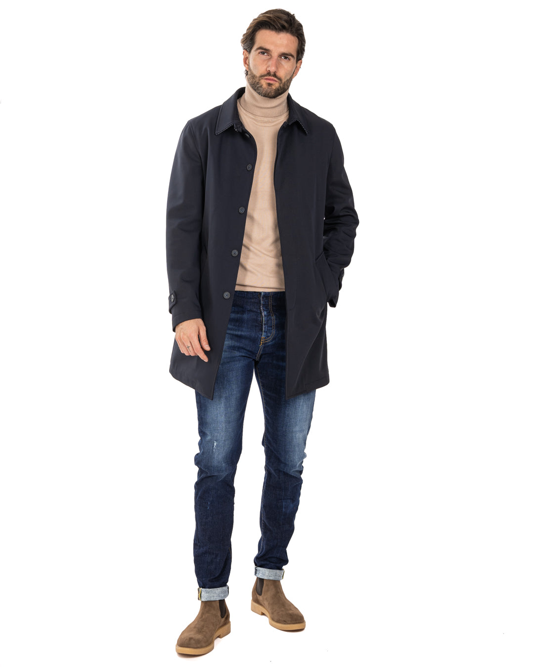Tyler - blue technical trench coat