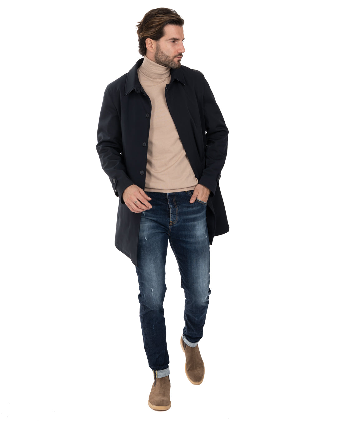 Tyler - blue technical trench coat