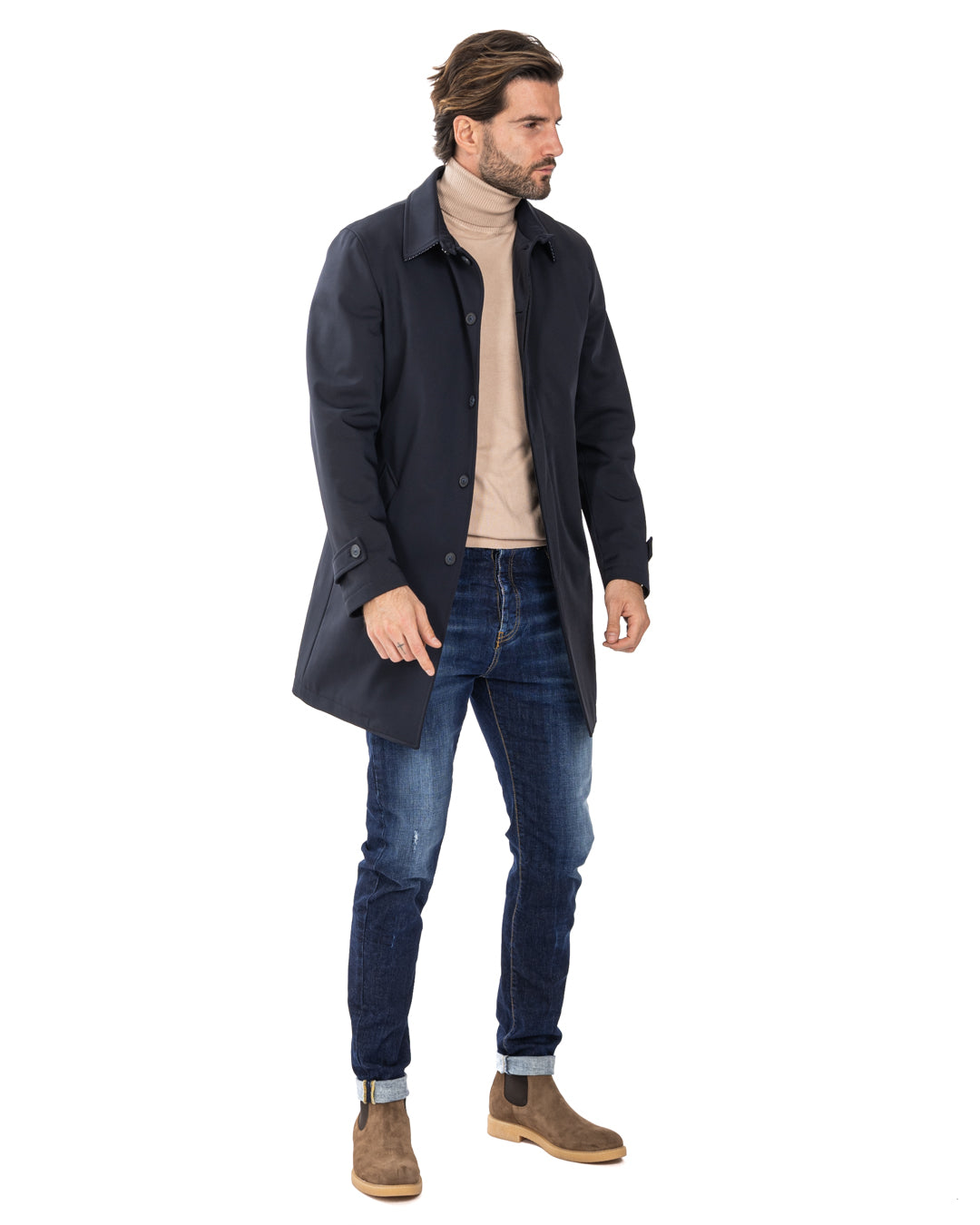 Tyler - blue technical trench coat