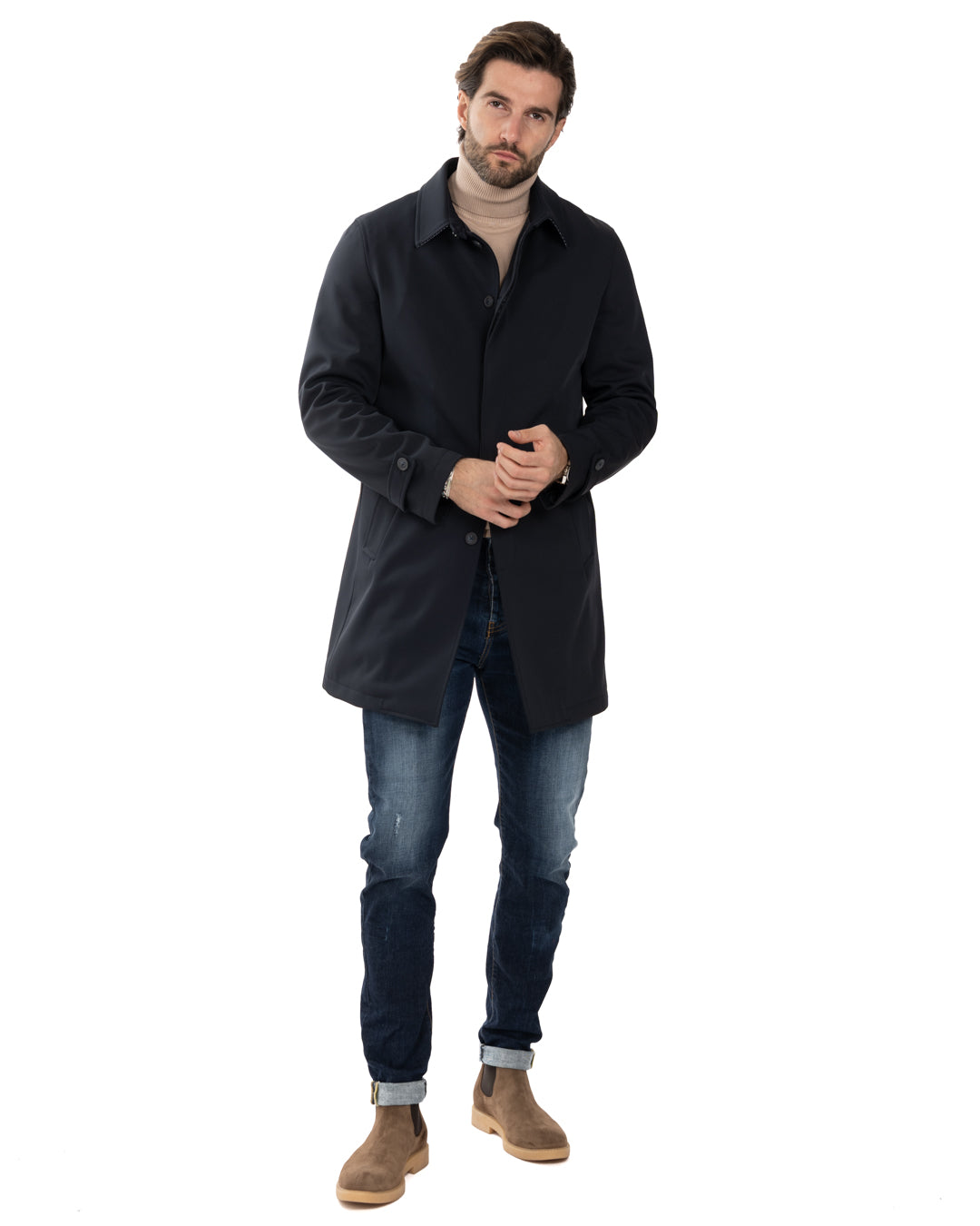 Tyler - blue technical trench coat