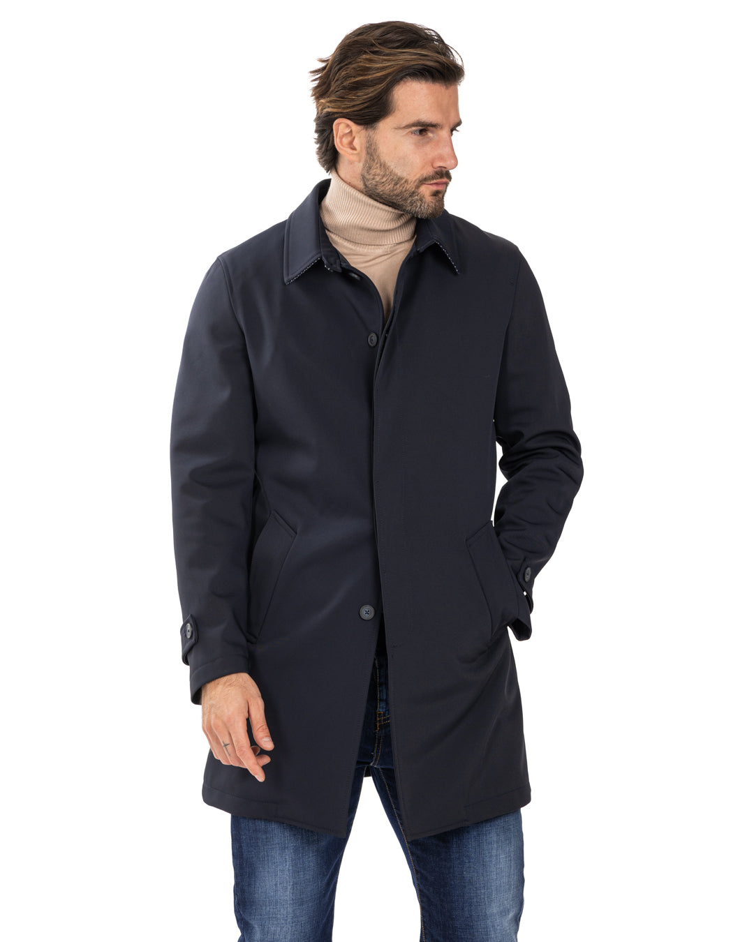 Tyler - blue technical trench coat