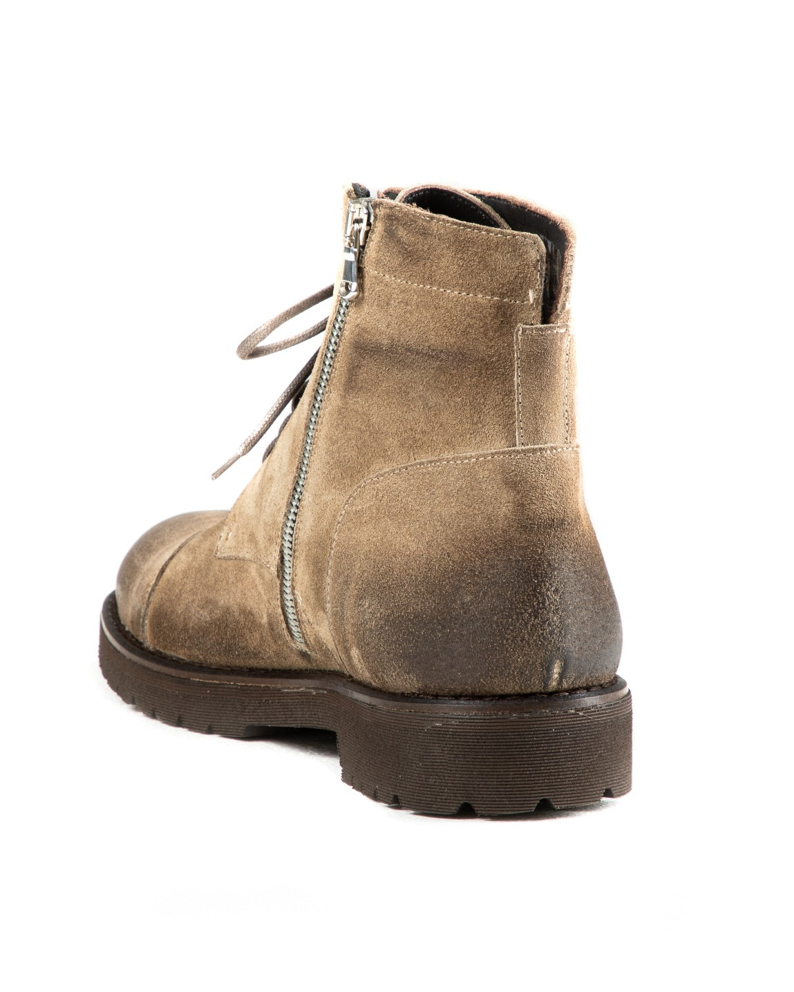 Z01 - BOTTINES EN DAIM BEIGE AVEC ZIP