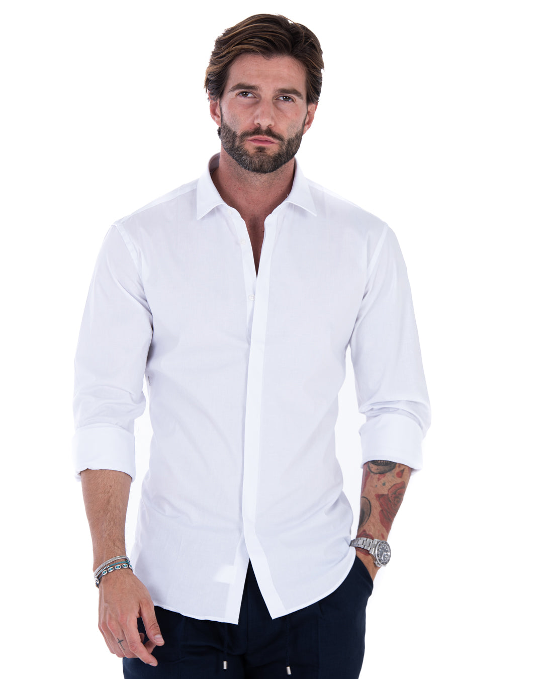 Shirt - classic white basic in cotton