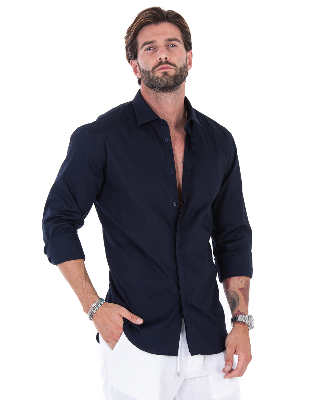 Camicia - basic classica blu in cotone