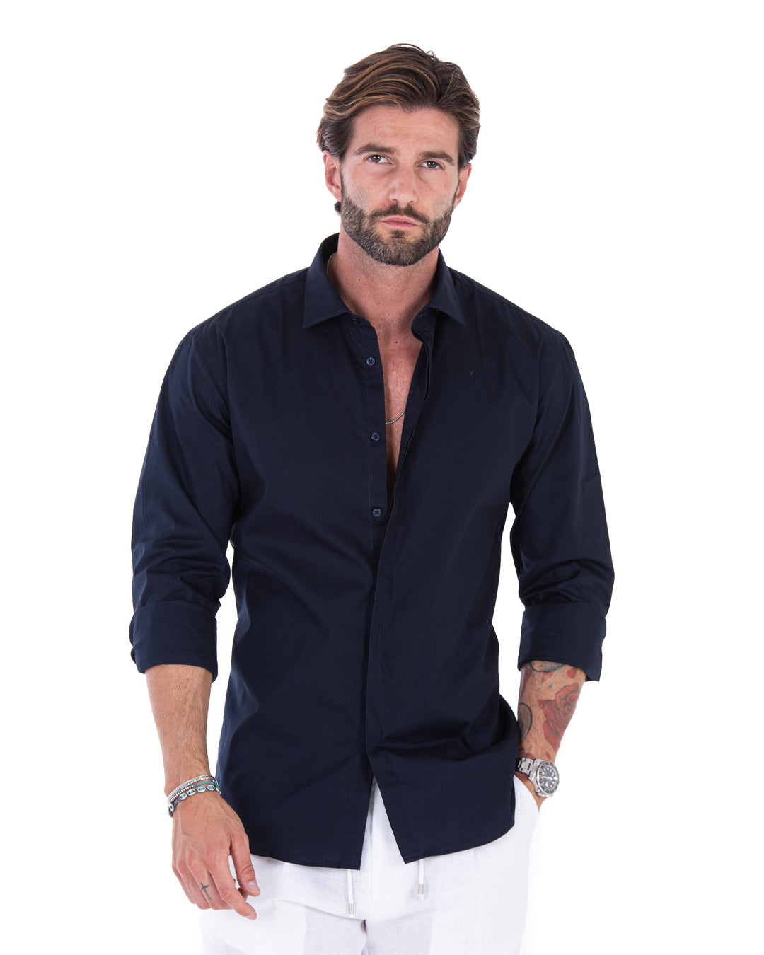 Camicia - basic classica blu in cotone