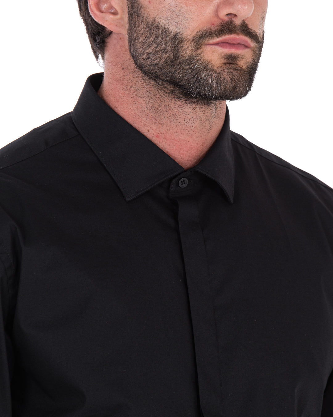 Shirt - basic classic black in cotton