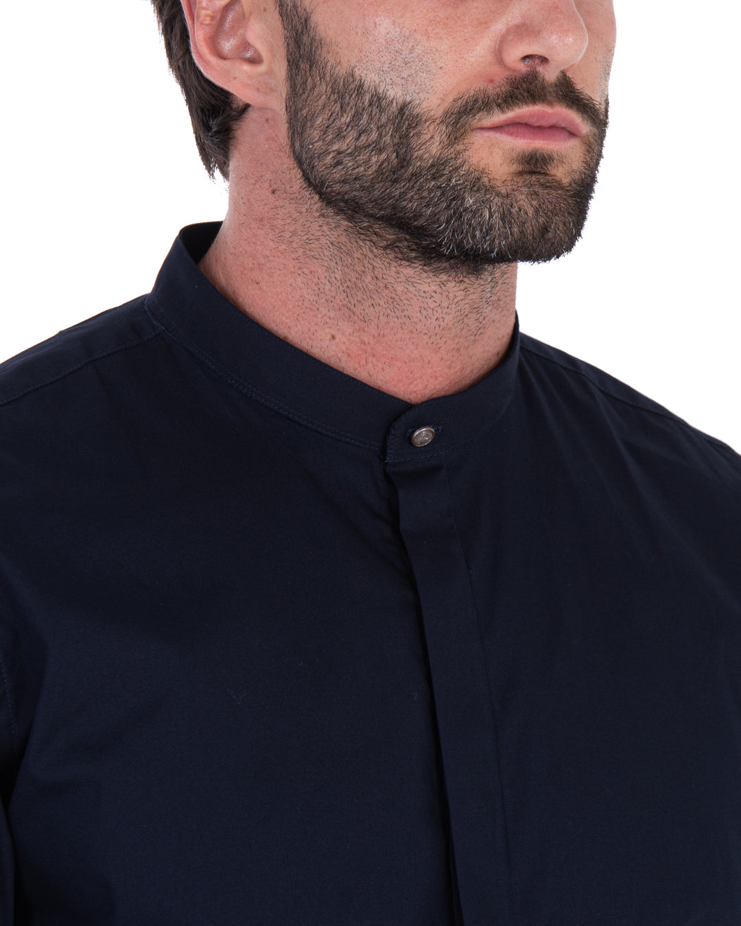 Camicia - basic coreana blu in cotone