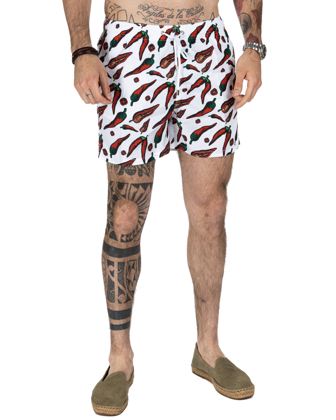 Swimsuit - White chili pepper pattern