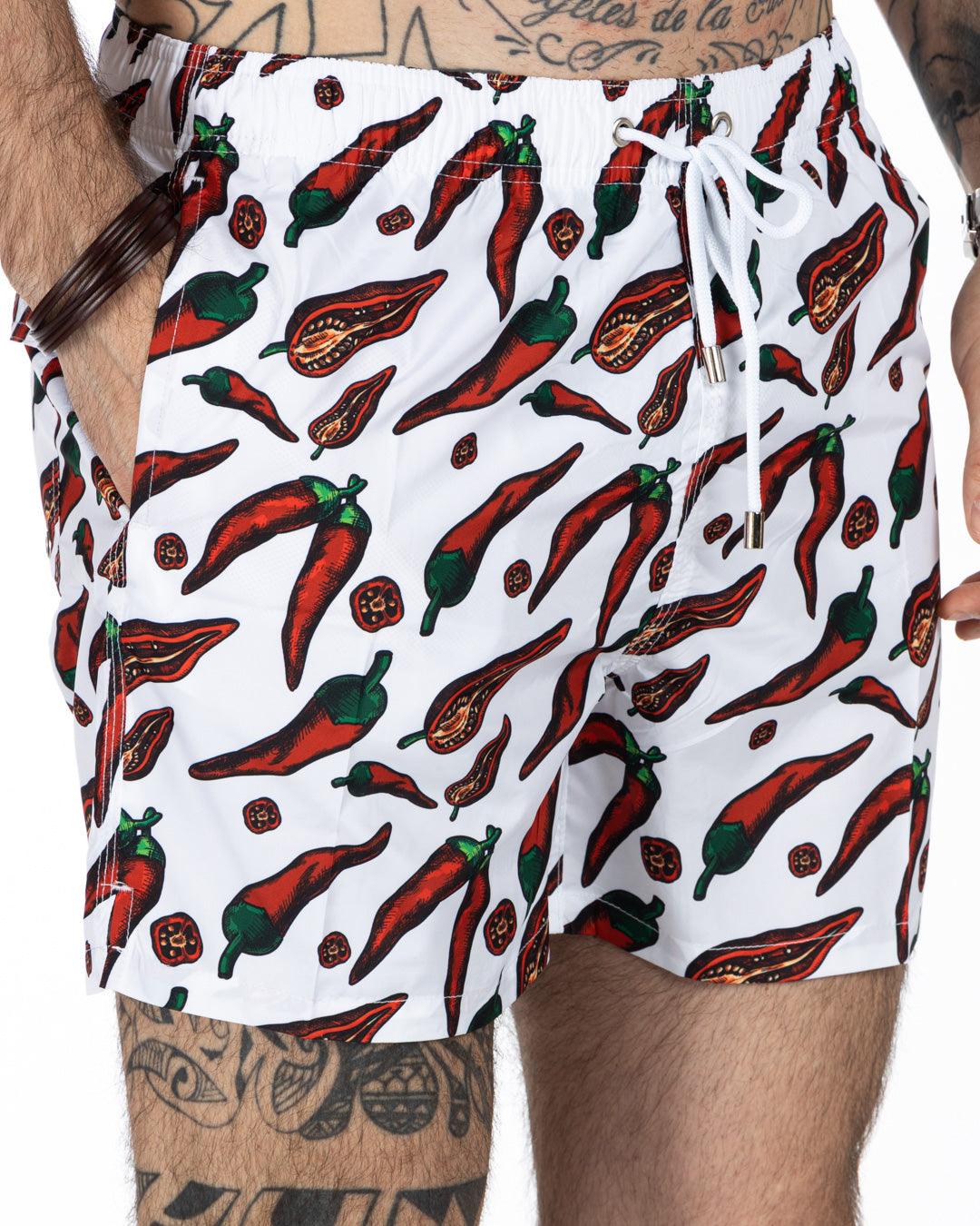 Swimsuit - White chili pepper pattern