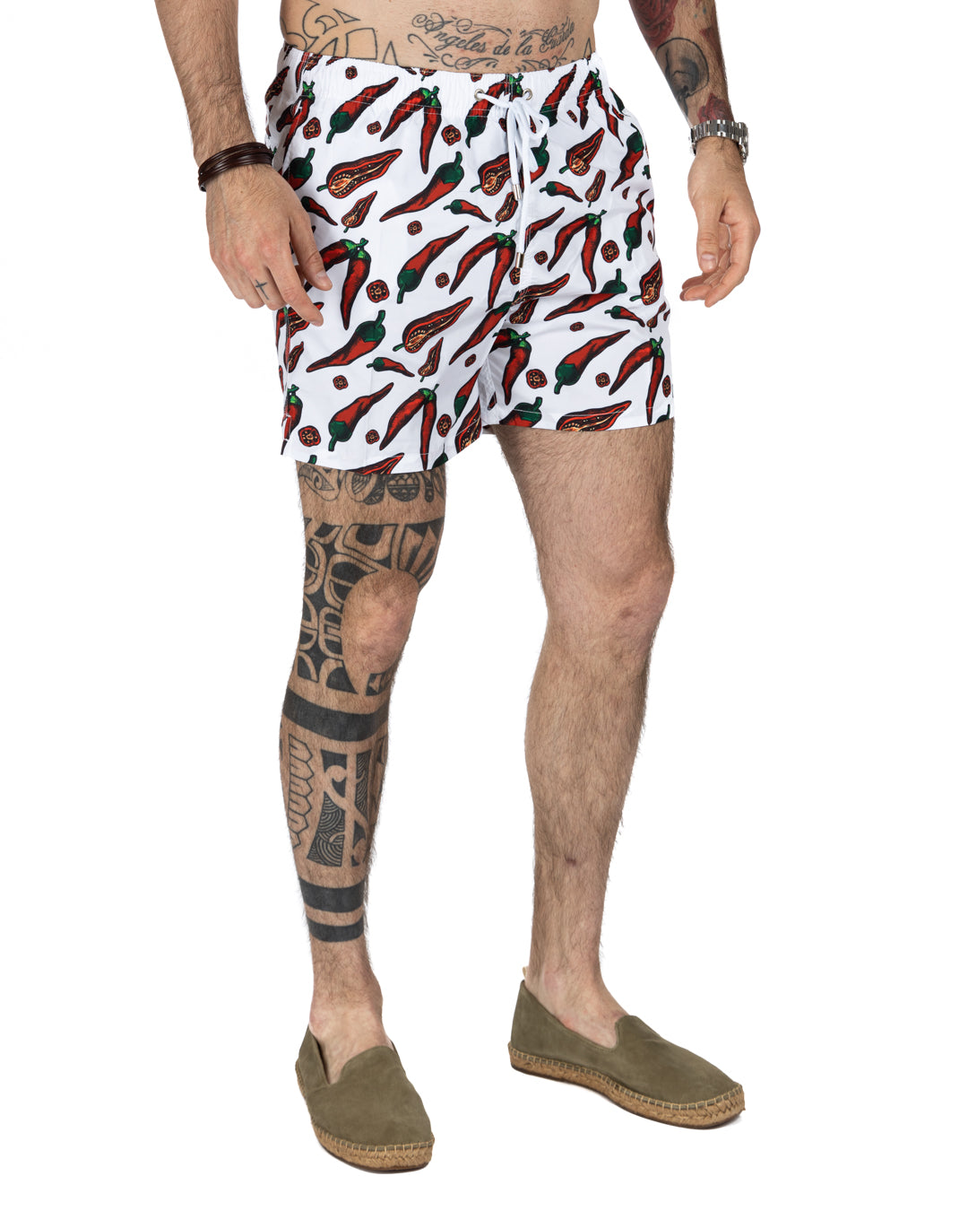 Swimsuit - White chili pepper pattern