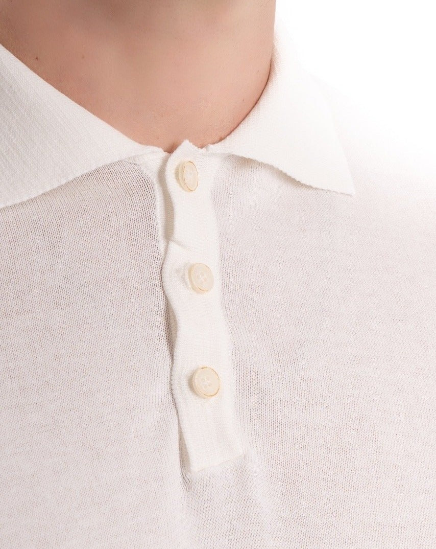 Roger - white knit polo