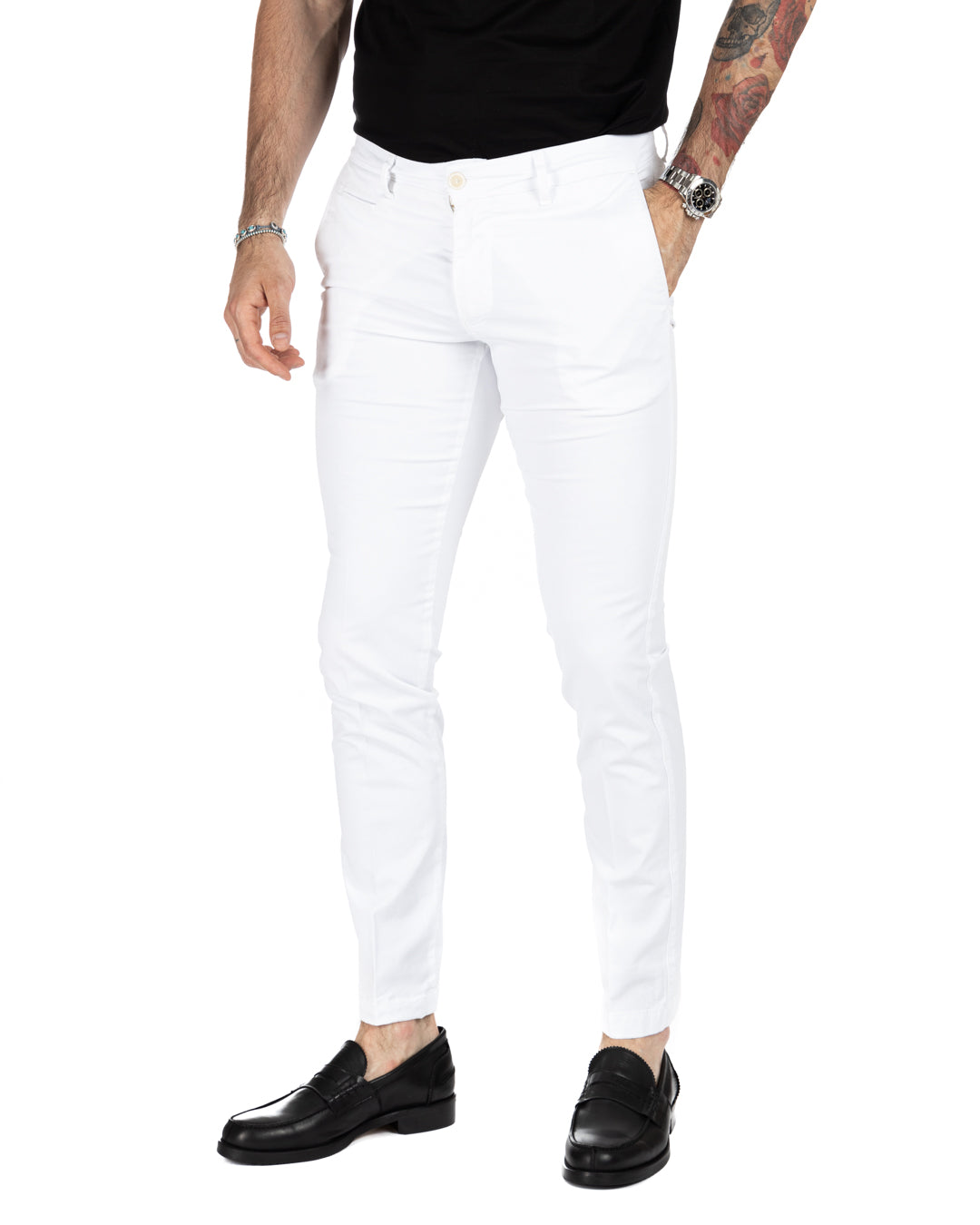 Frank - pantalone basic bianco