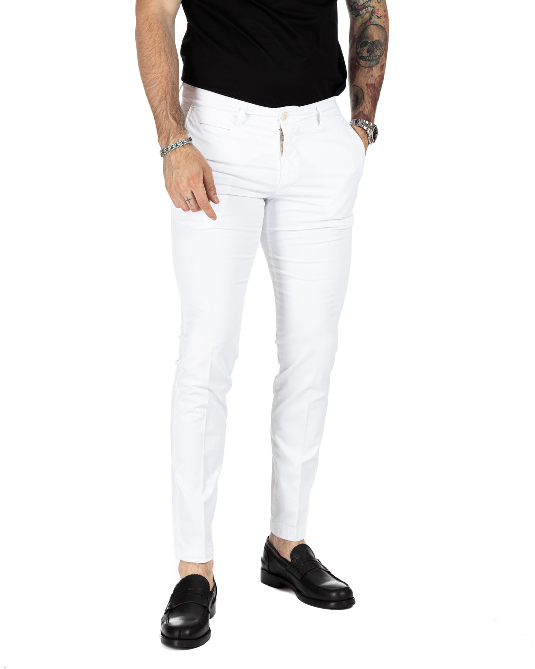 Frank - pantalone basic bianco