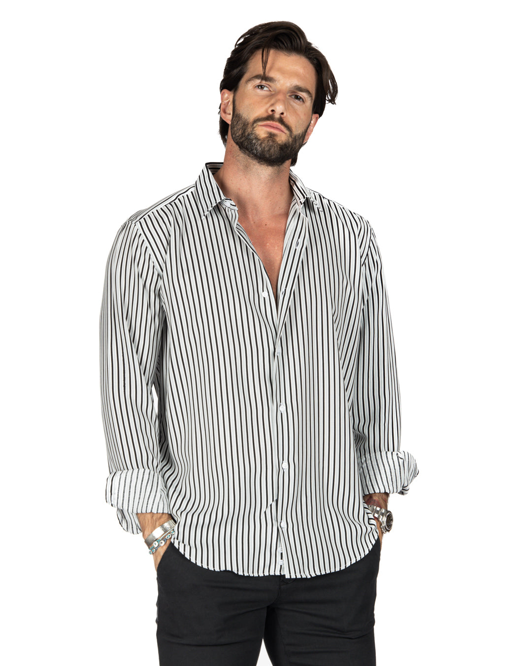 Grenada - Classic gray striped patterned shirt