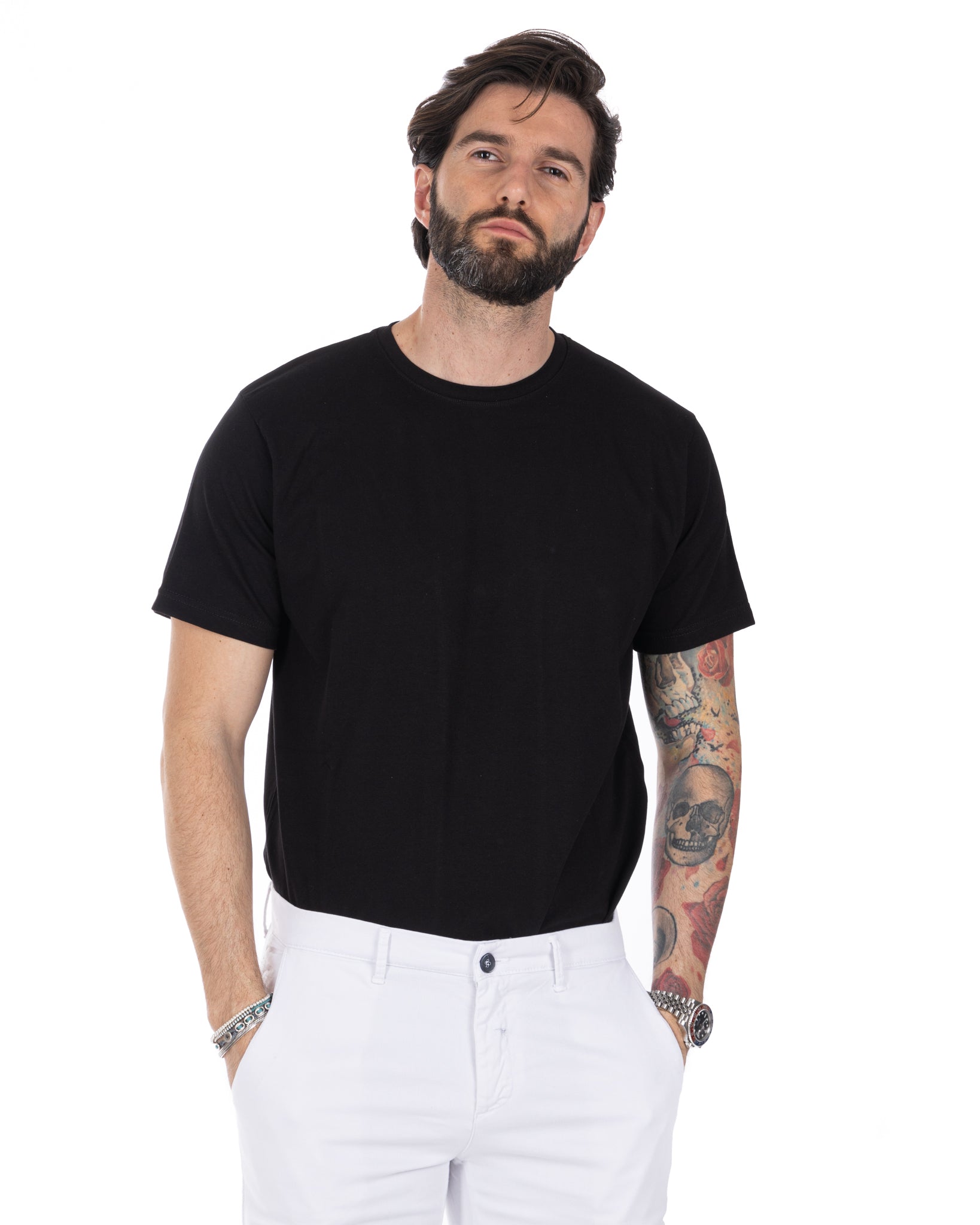 Harry - t-shirt nera in cotone stretch