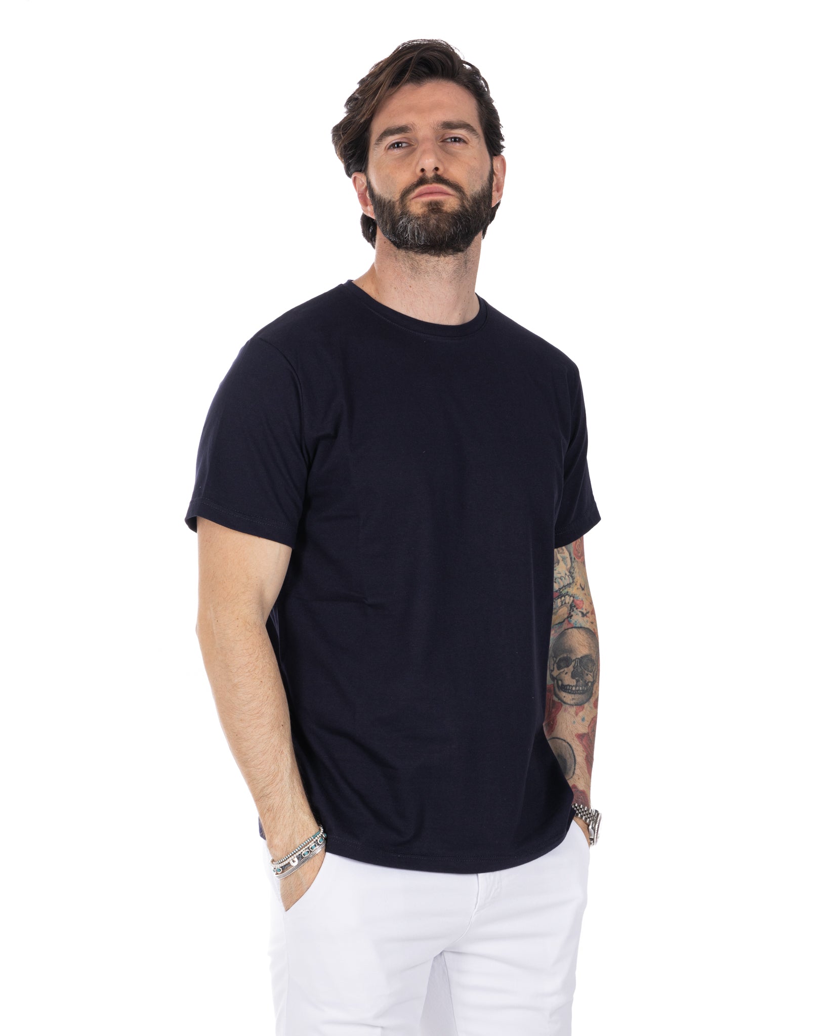 Harry - t-shirt blu in cotone stretch