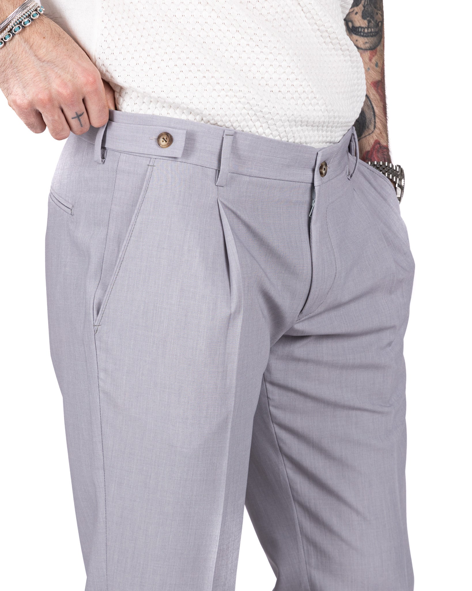 Milano - pantalone basic grigio chiaro