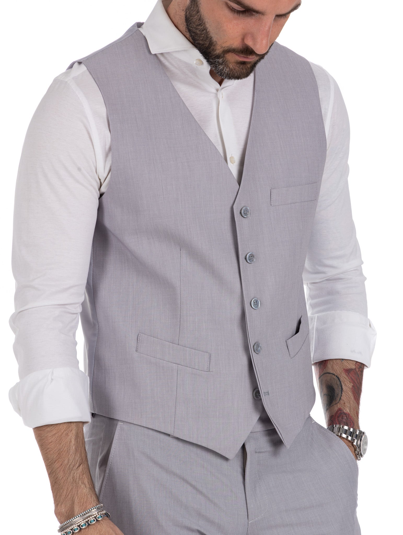 Dresda - gilet monopetto grigio chiaro