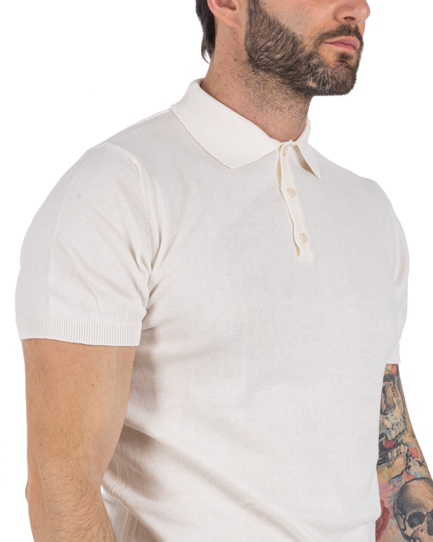 Roger - white knit polo