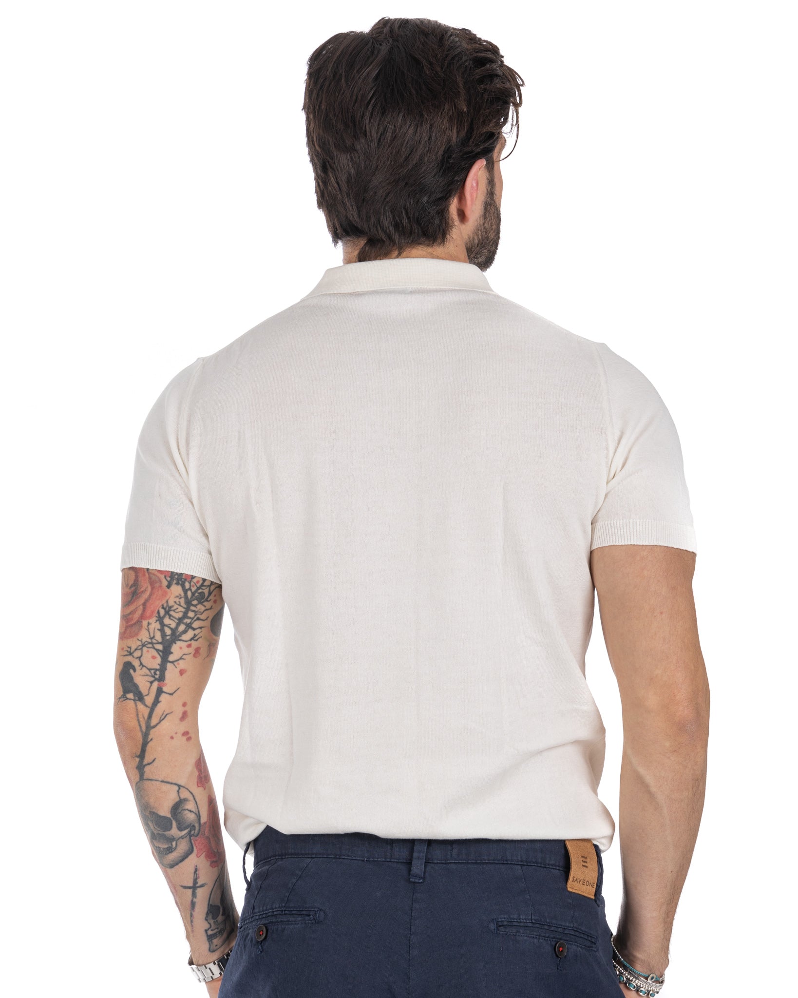 Roger - white knit polo