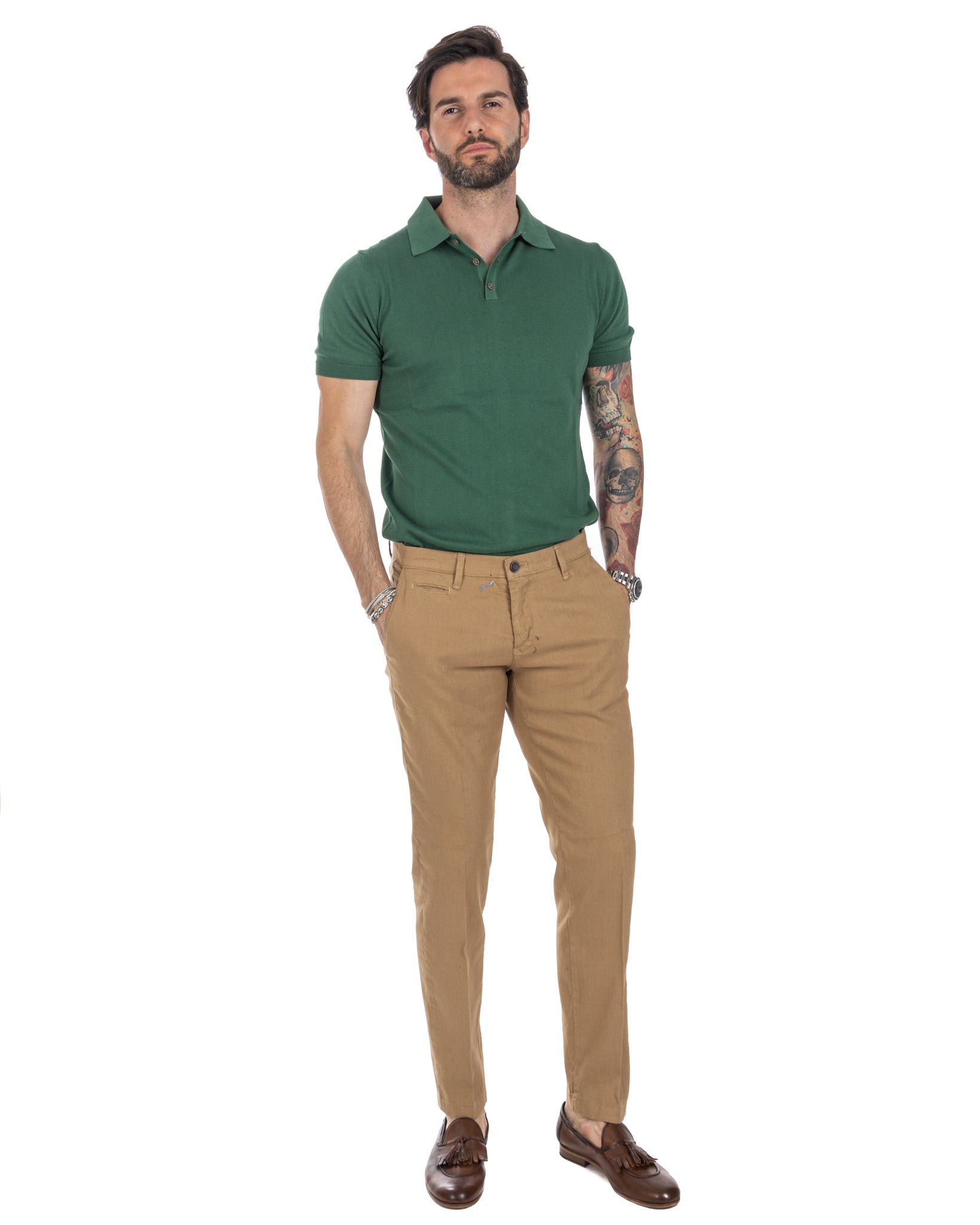 Didier - pantalone biscotto in lino stretch