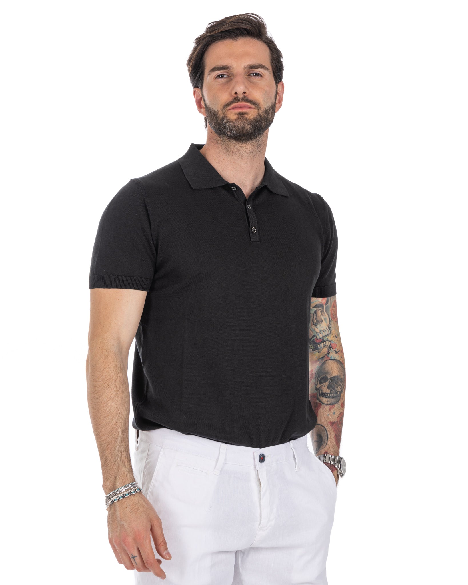 Roger - polo nera in maglia