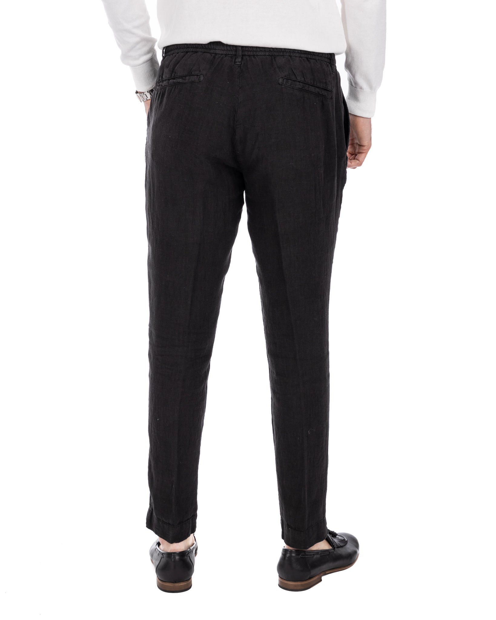 Gustave - trousers in pure black linen