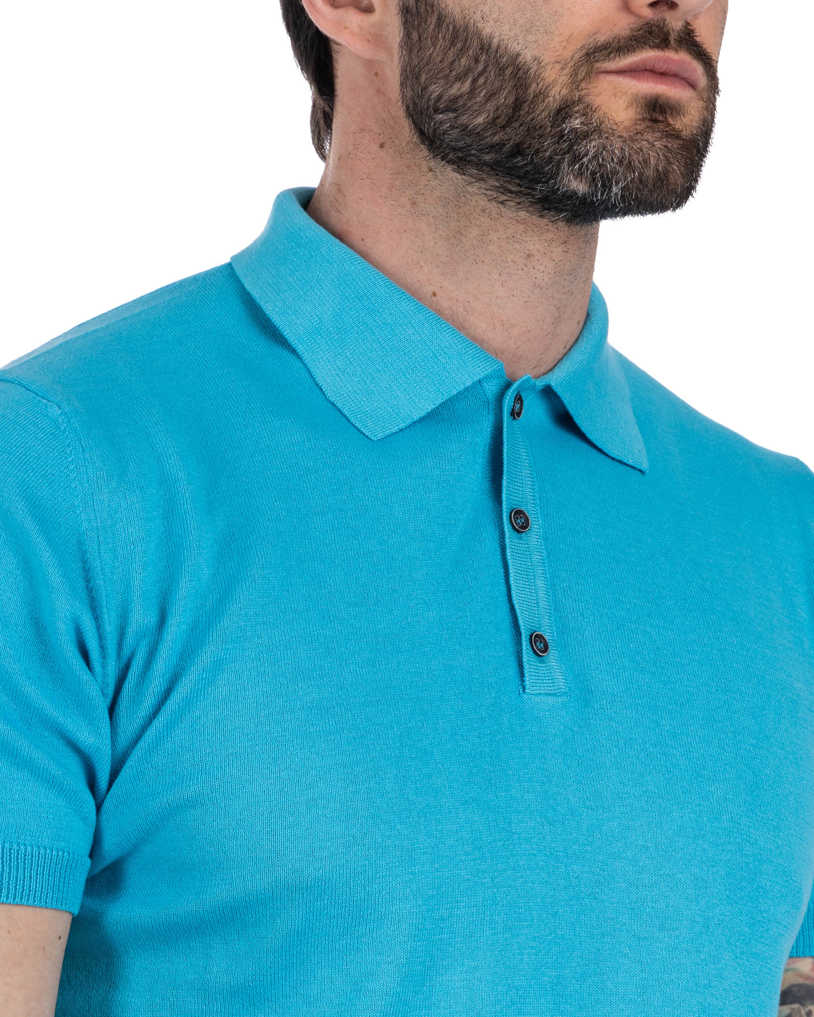 Roger - polo turchese in maglia