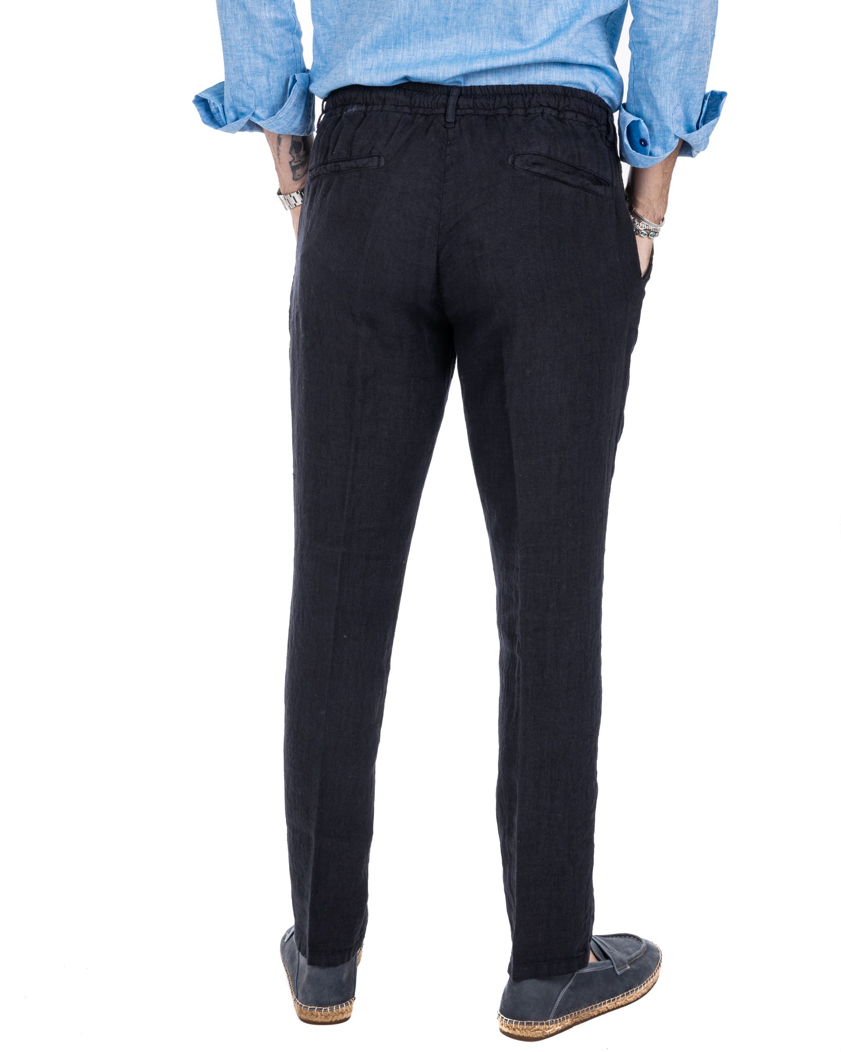 Gustave - pantalaccio in puro lino blu