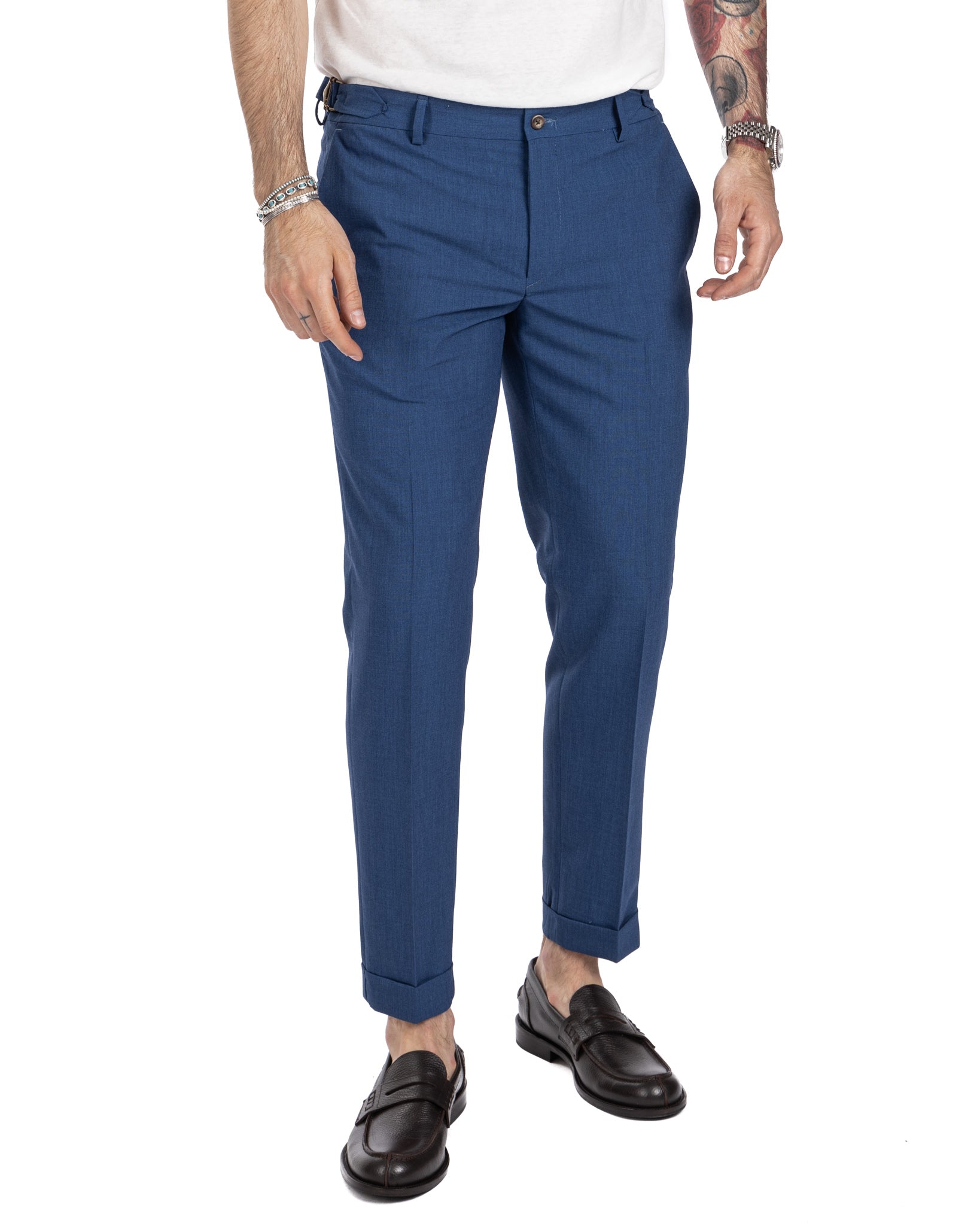 Trani - pantalone con fibbie denim