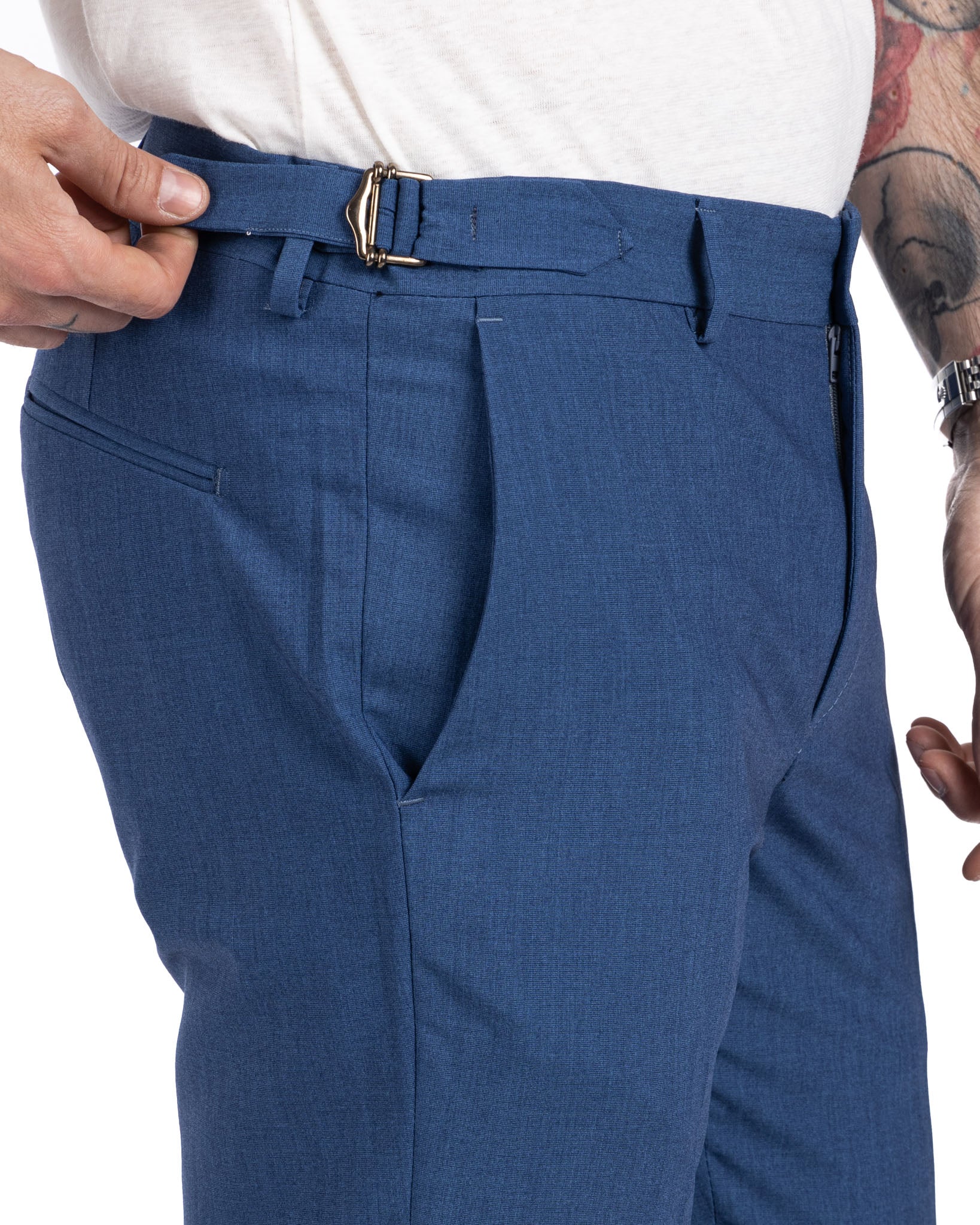 Trani - pantalone con fibbie denim