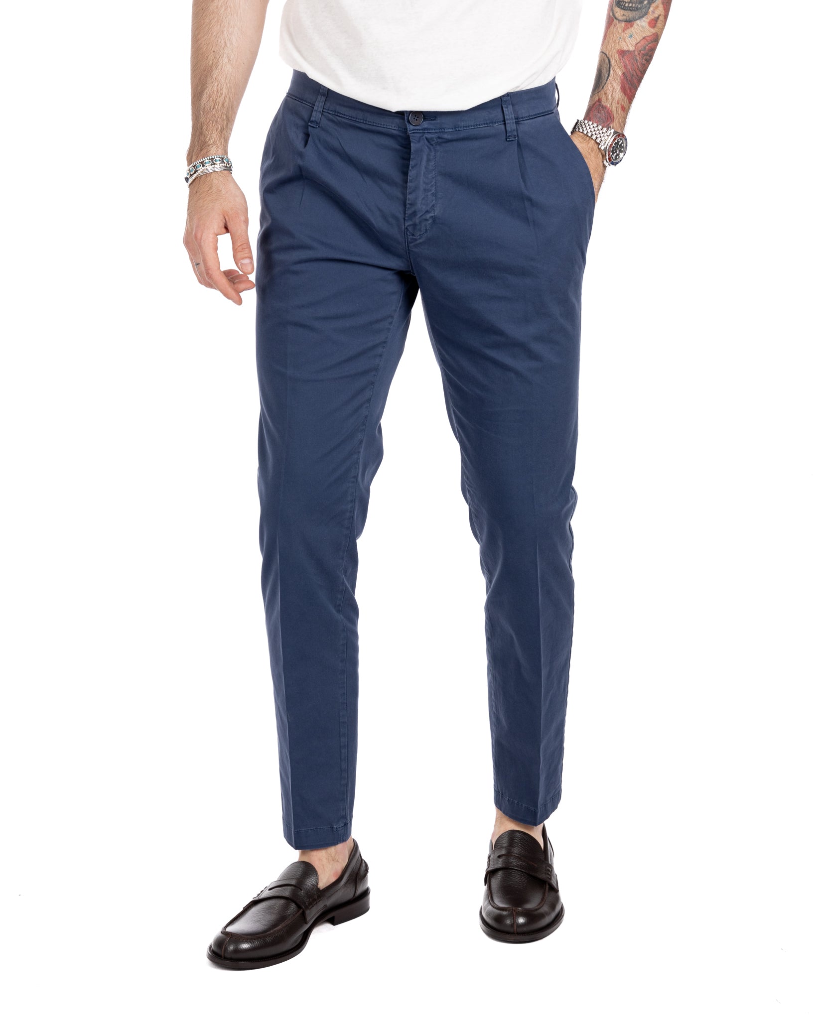 Miles - pantalone con pinces blu