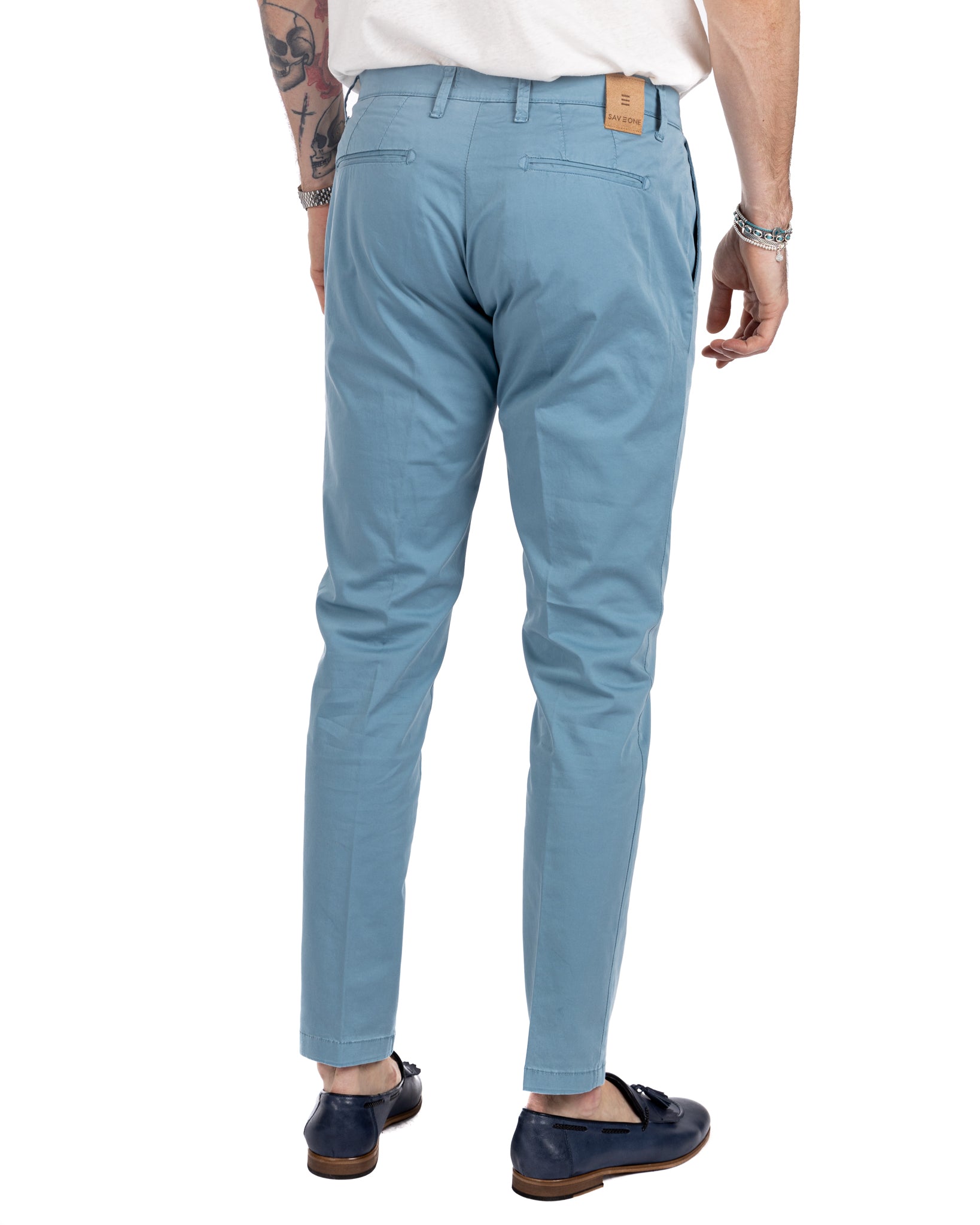 Miles - light blue pleated trousers