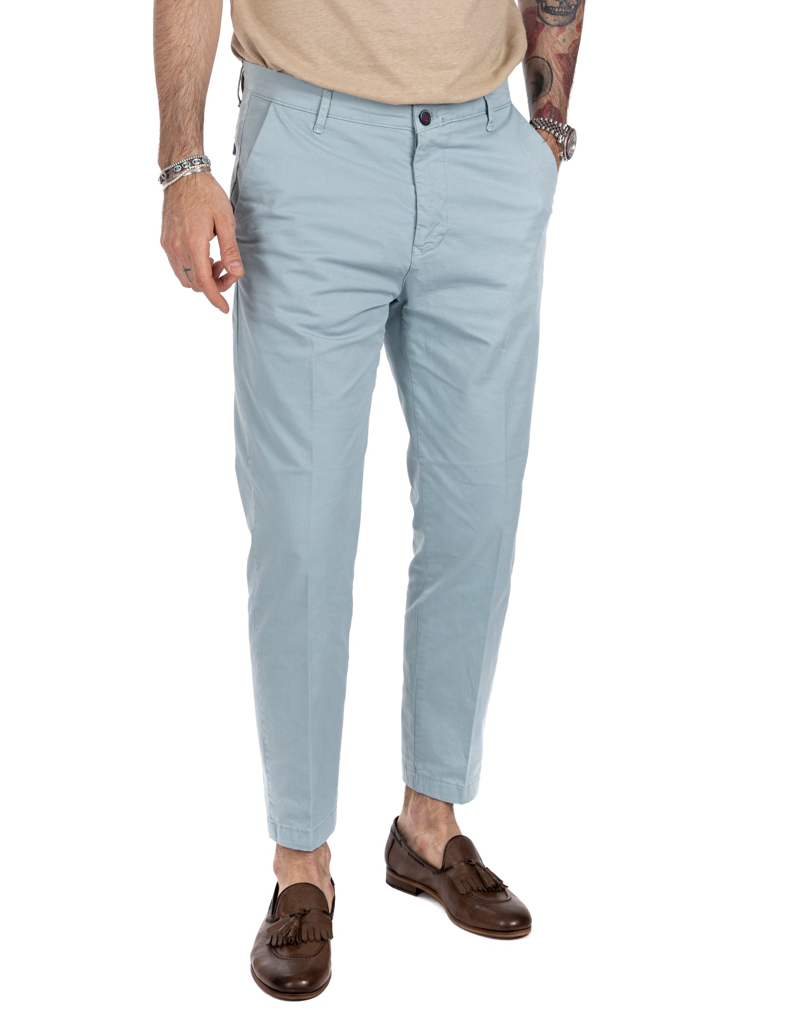 Lauren - light blue capri trousers