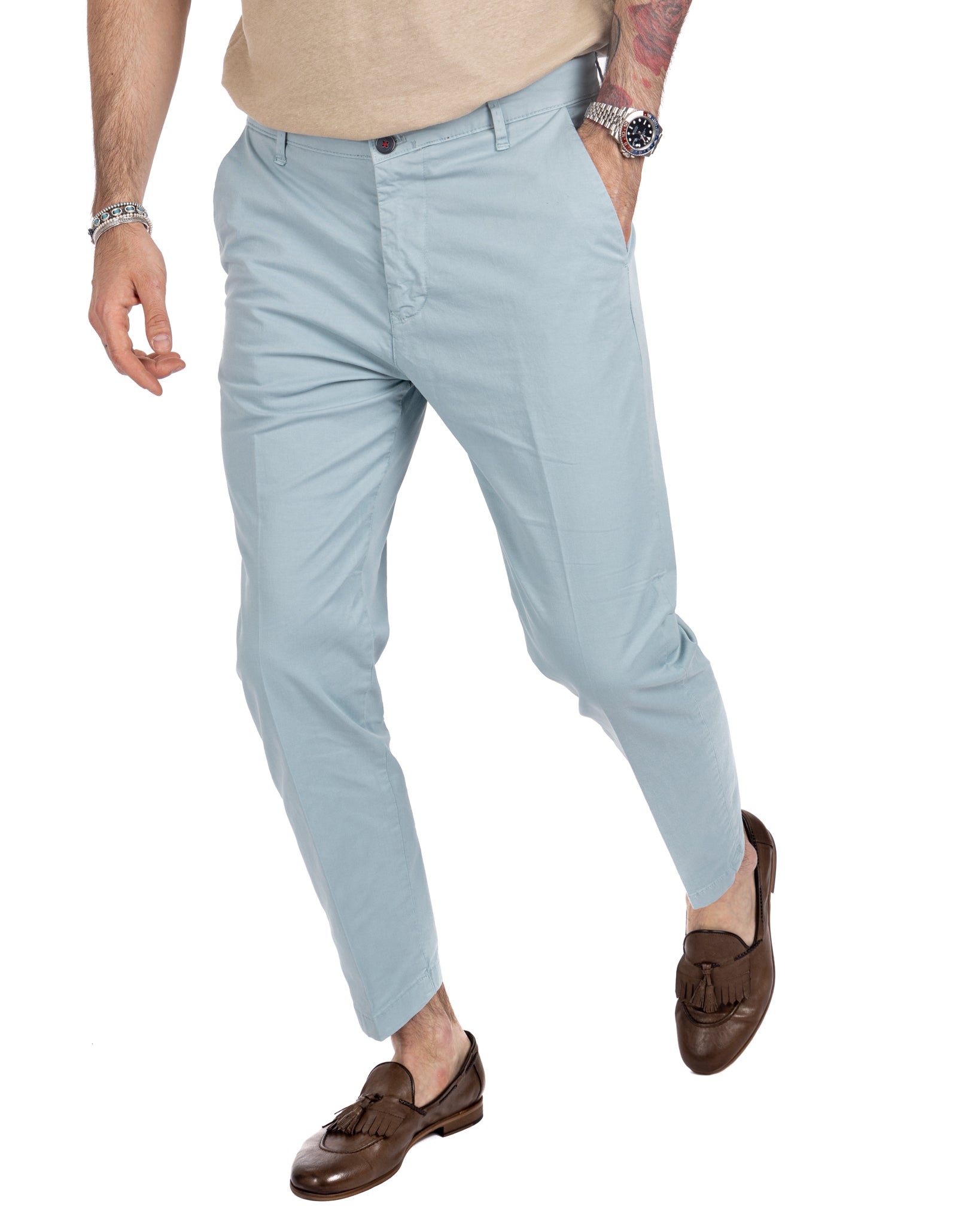 Lauren - light blue capri trousers