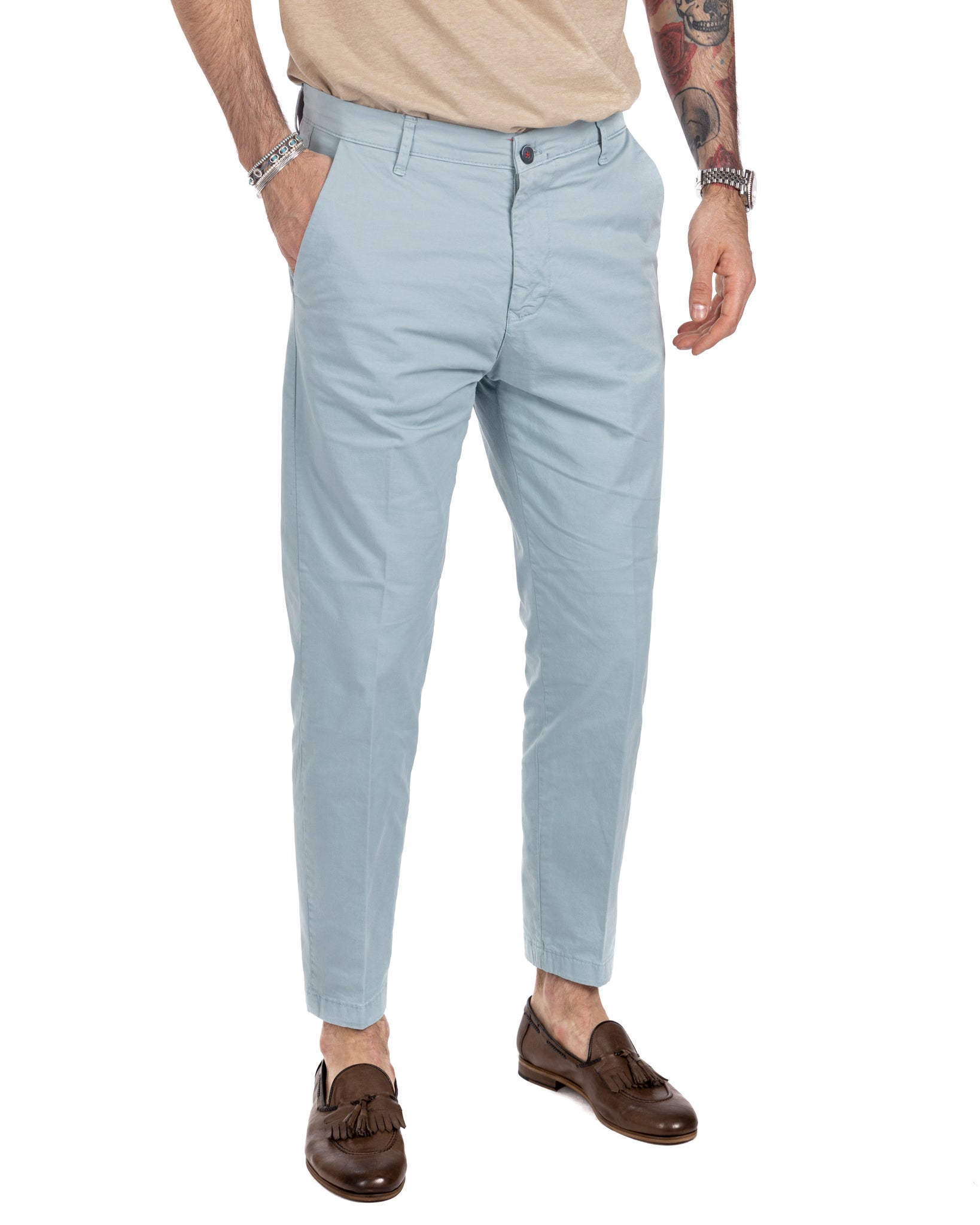 Lauren - light blue capri trousers