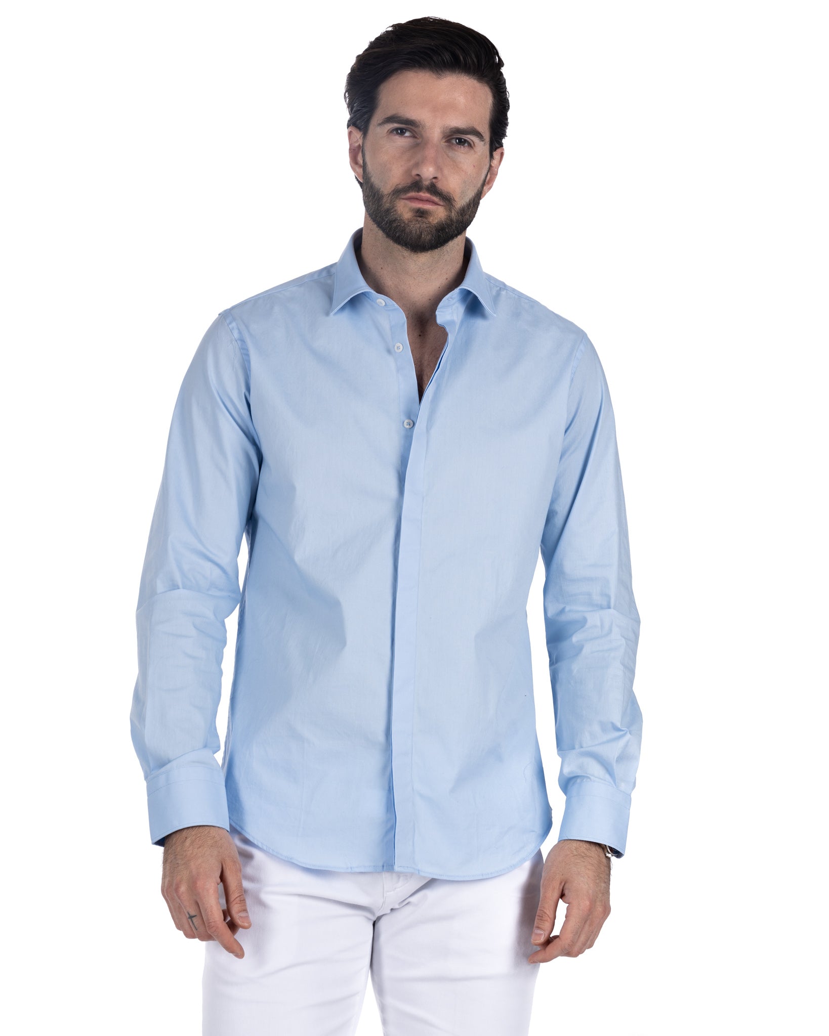 Camicia - basic classica azzurra in cotone