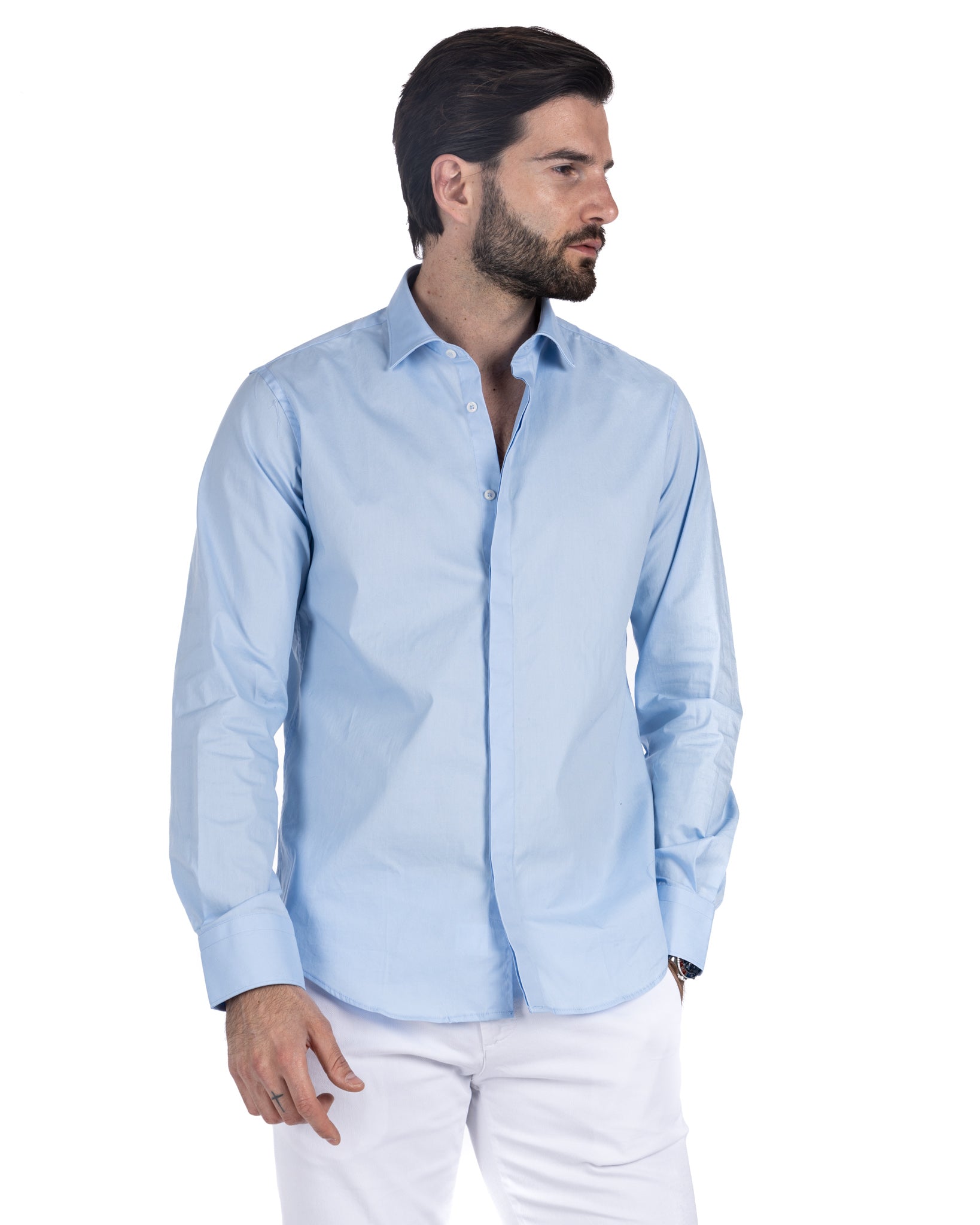 Camicia - basic classica azzurra in cotone