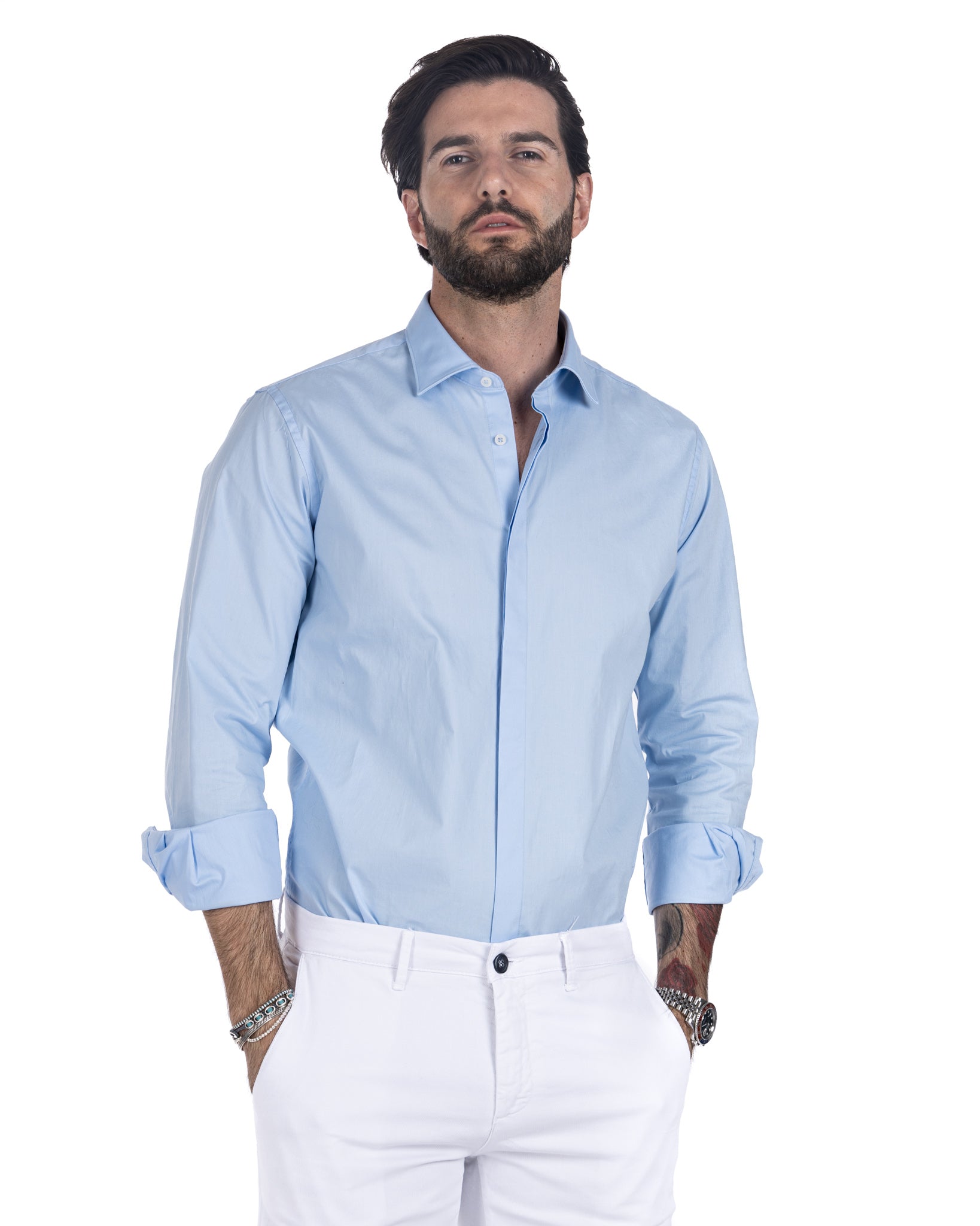 Camicia - basic classica azzurra in cotone