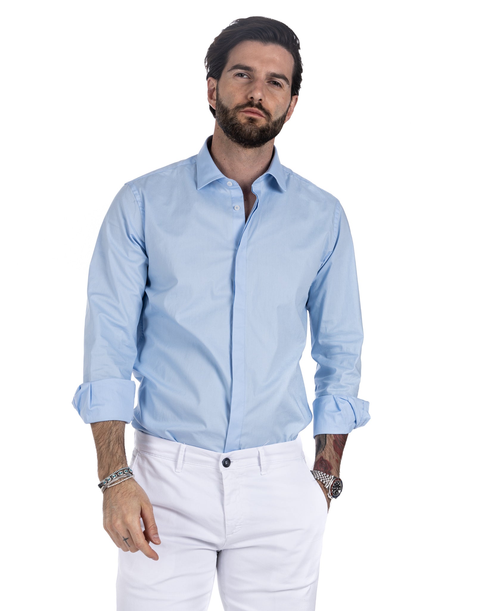 Camicia - basic classica azzurra in cotone